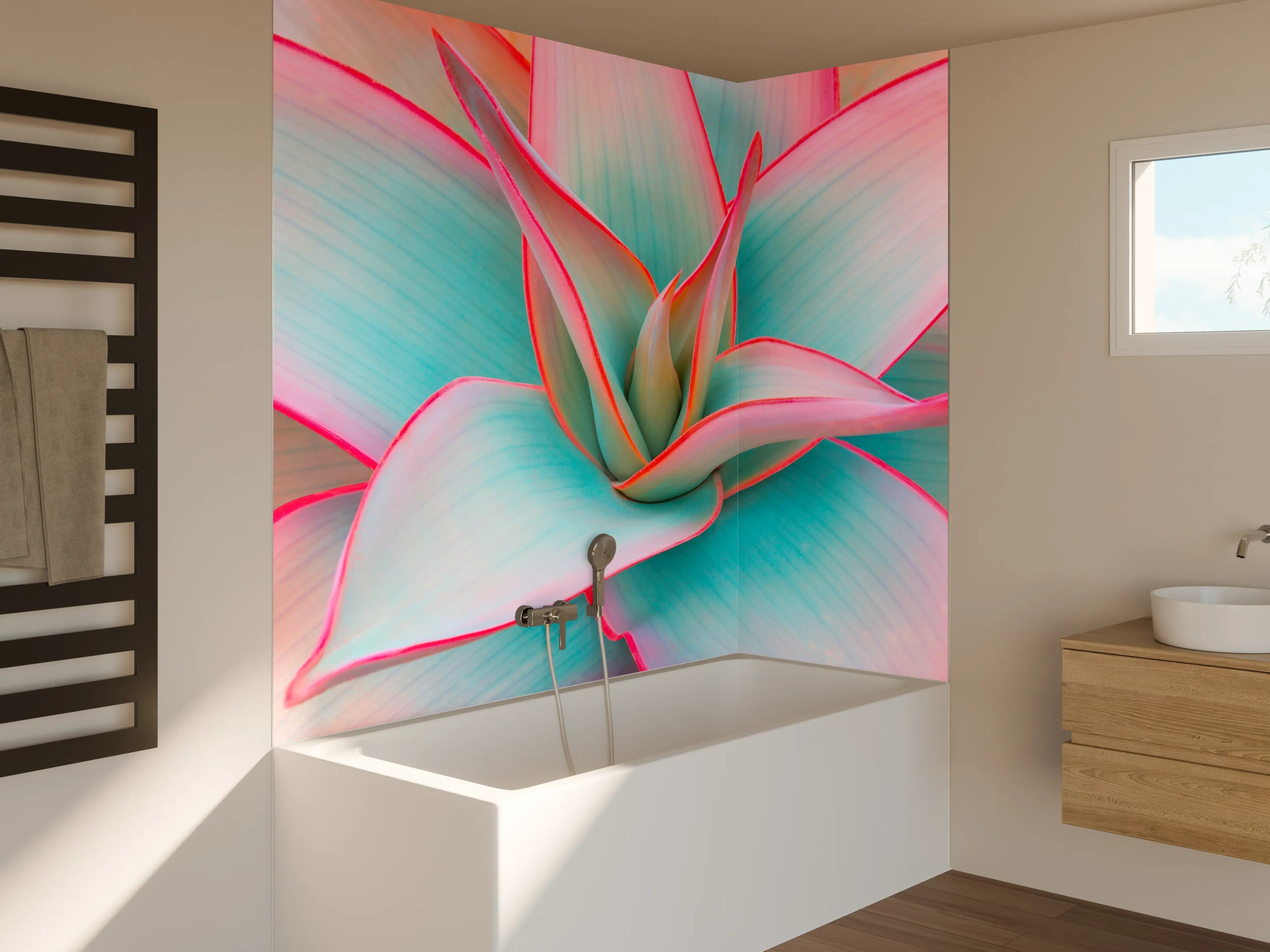 Badewannen-Rückwand - Bunte Aloe Vera Pflanze in Nahaufnahme