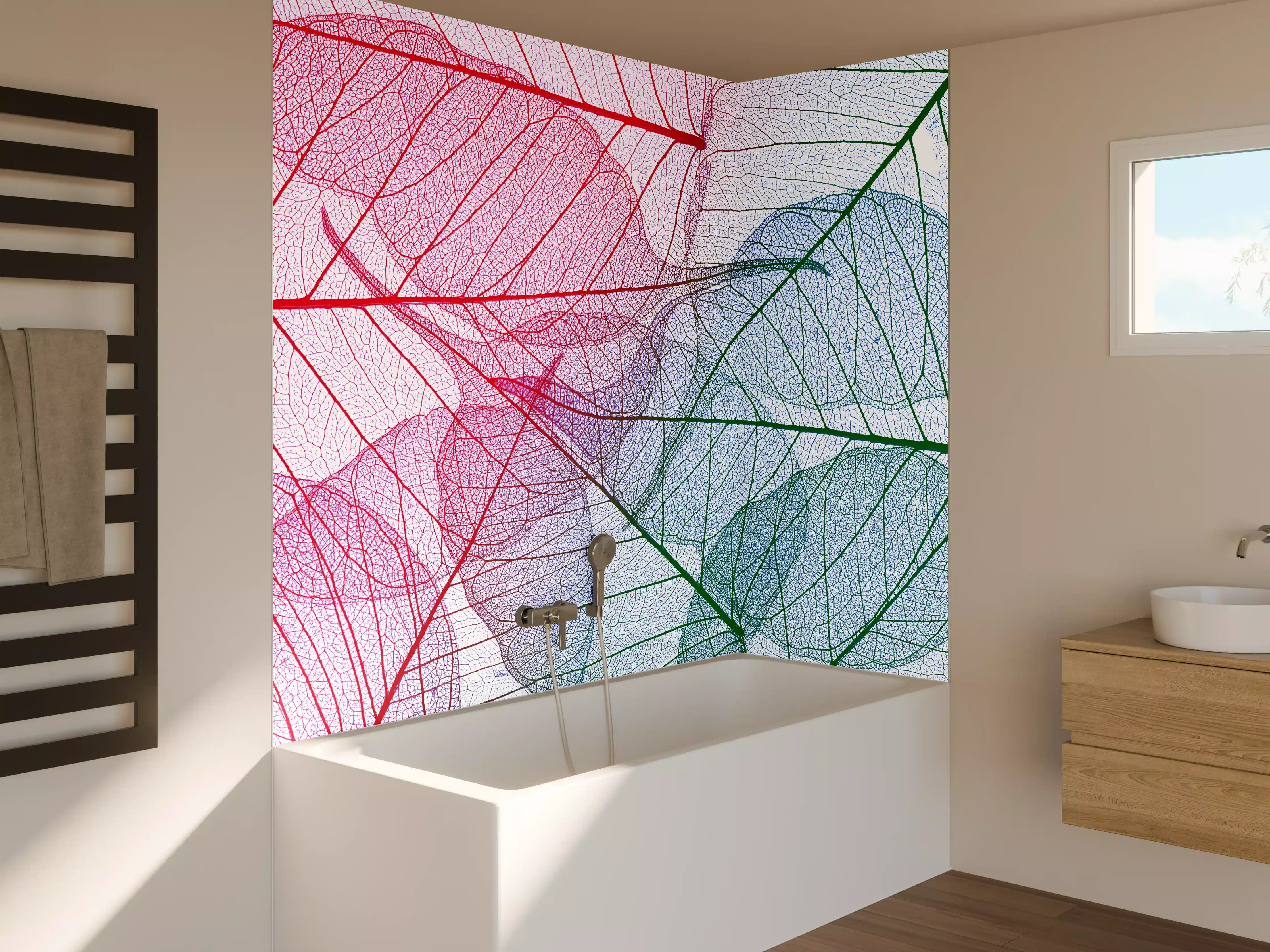 Badewannen-Rückwand - Bunte Blattadern Textur
