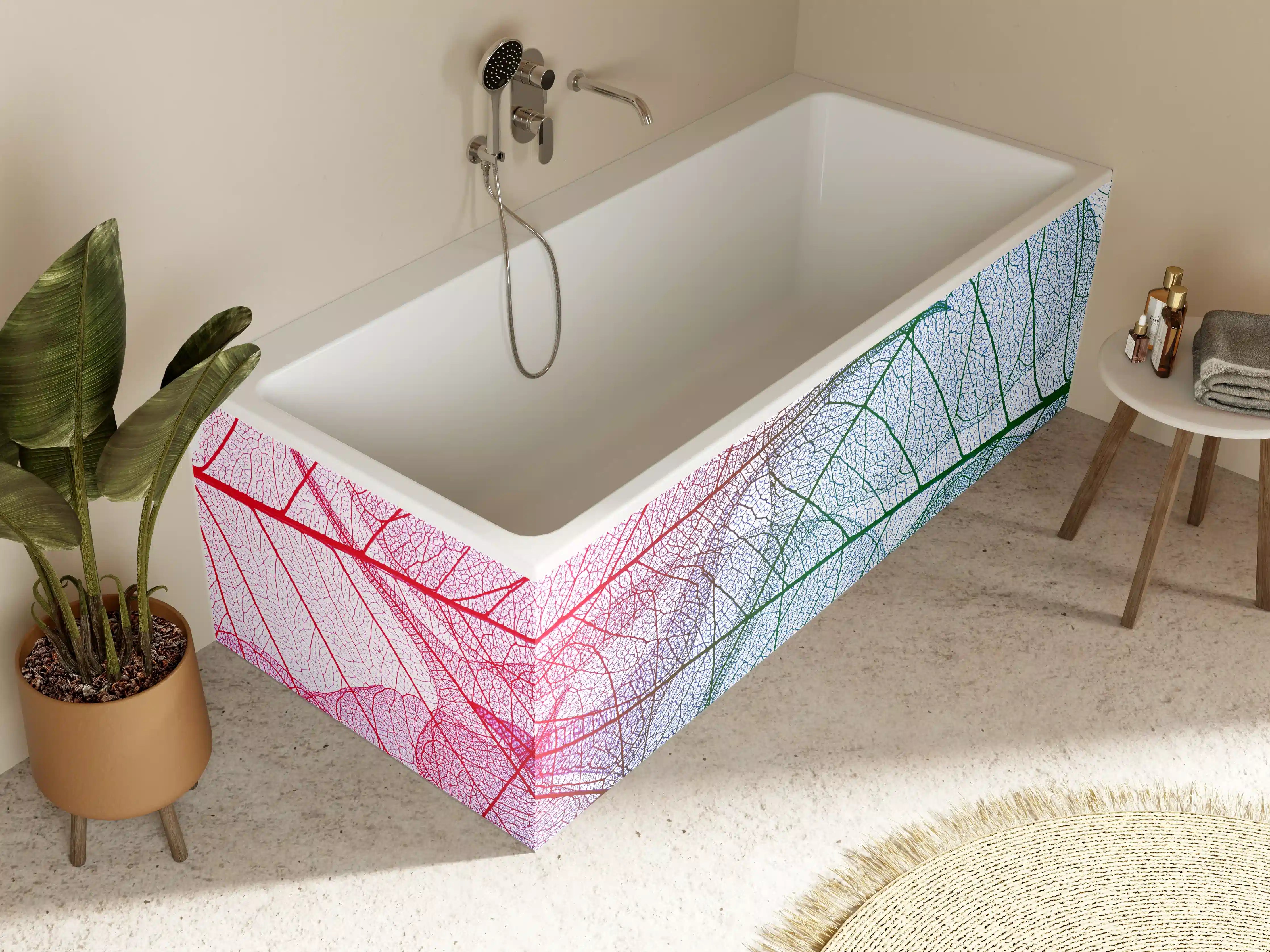 Badewannen-Rückwand - Bunte Blattadern Textur