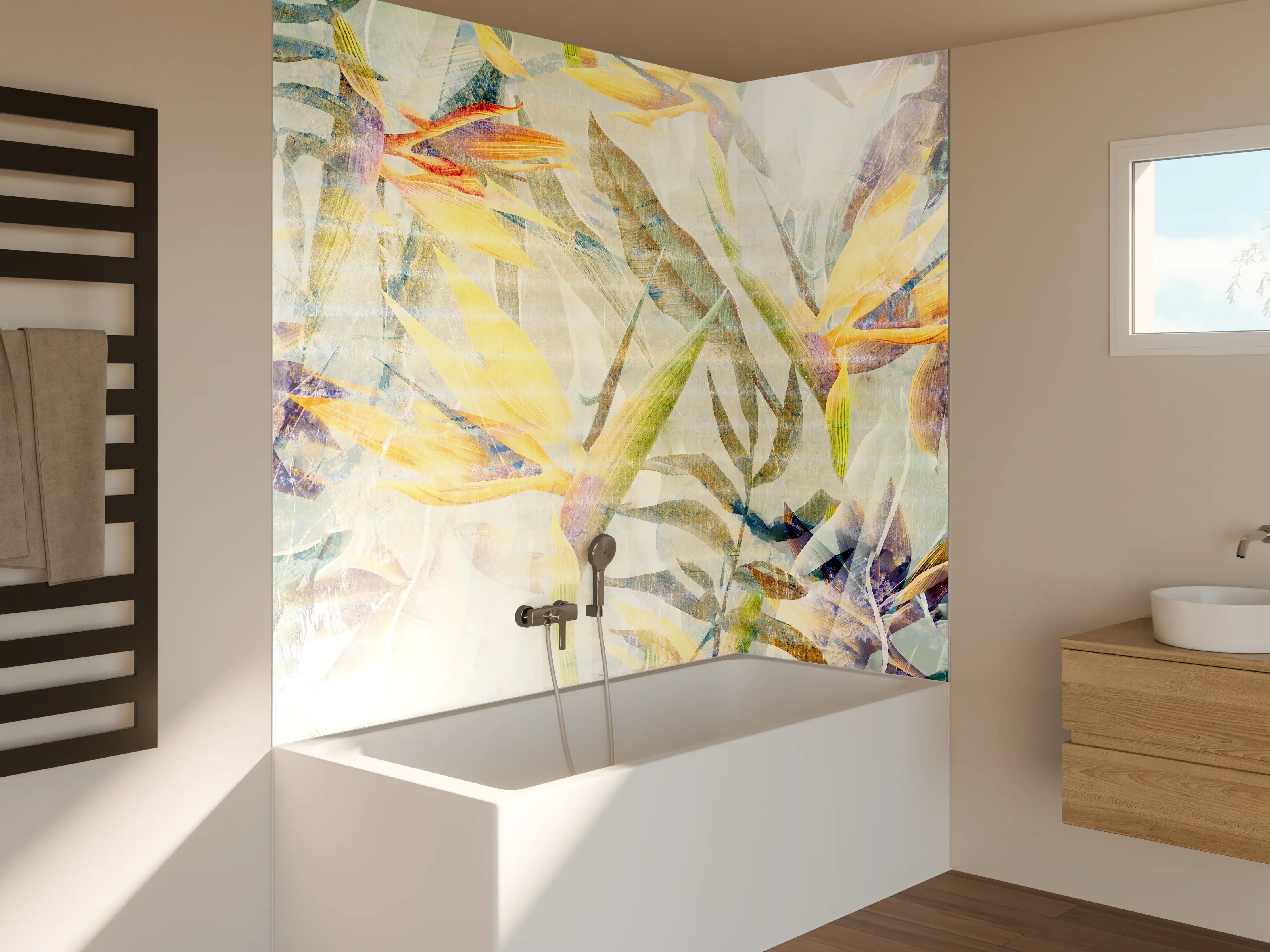 Badewannen-Rückwand - Bunte Blumen - Portait