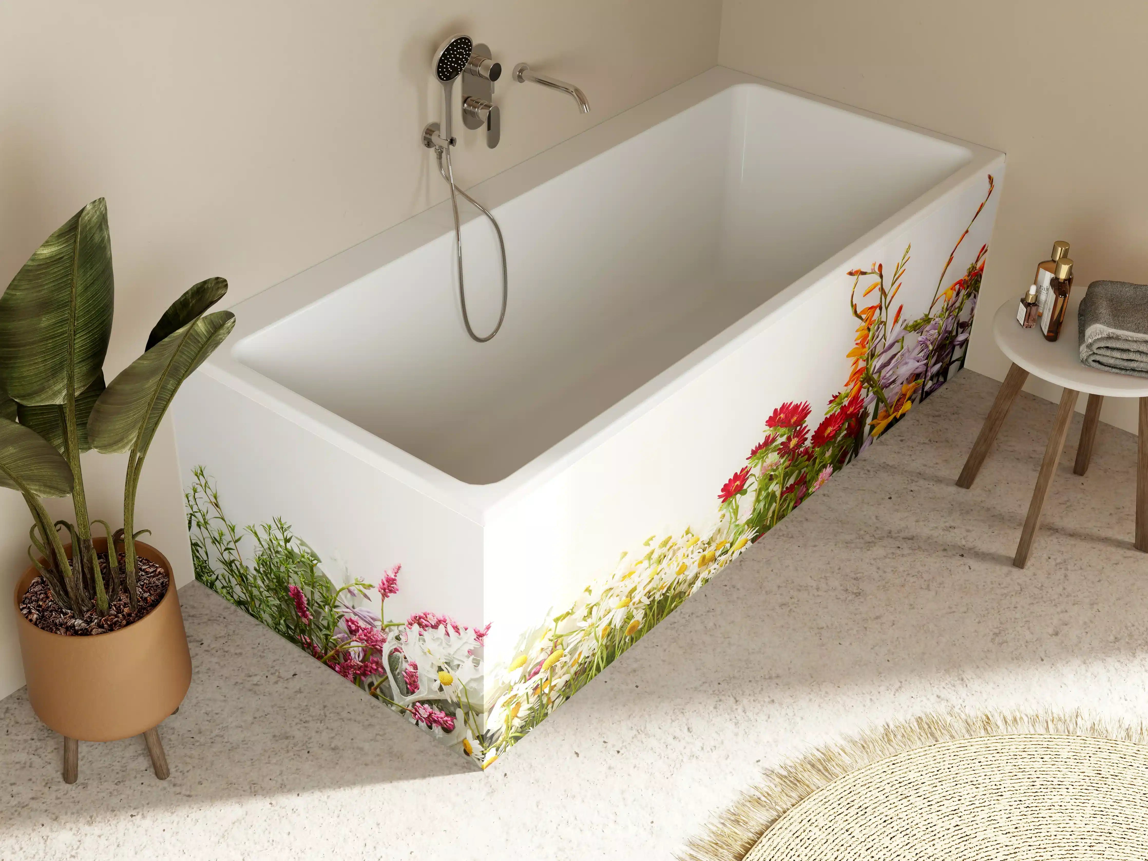 Badewannen-Rückwand - Bunte Blumenwiese mit Frühlingsfarben