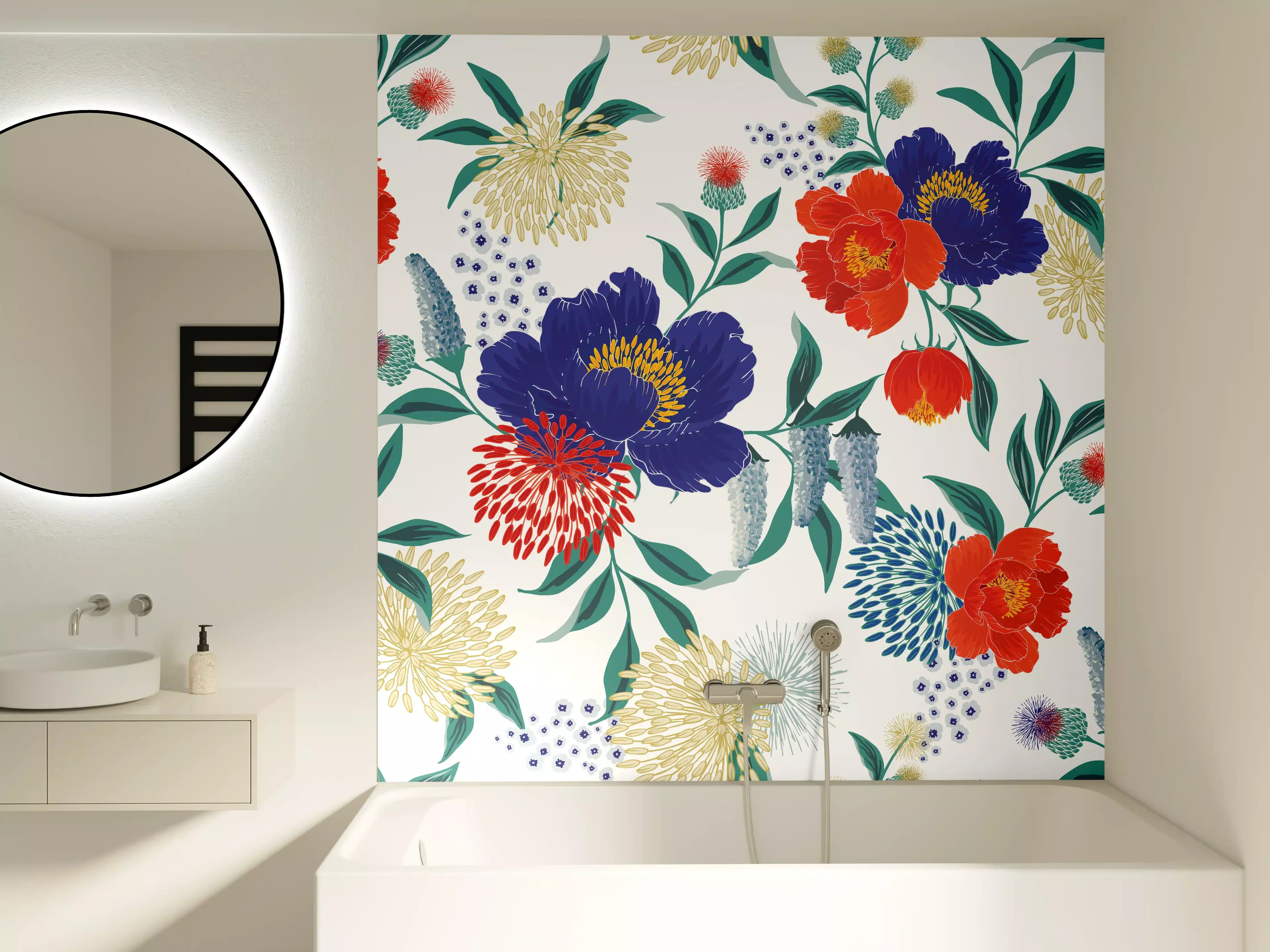 Badewannen-Rückwand - Bunte Florale Muster Tapete
