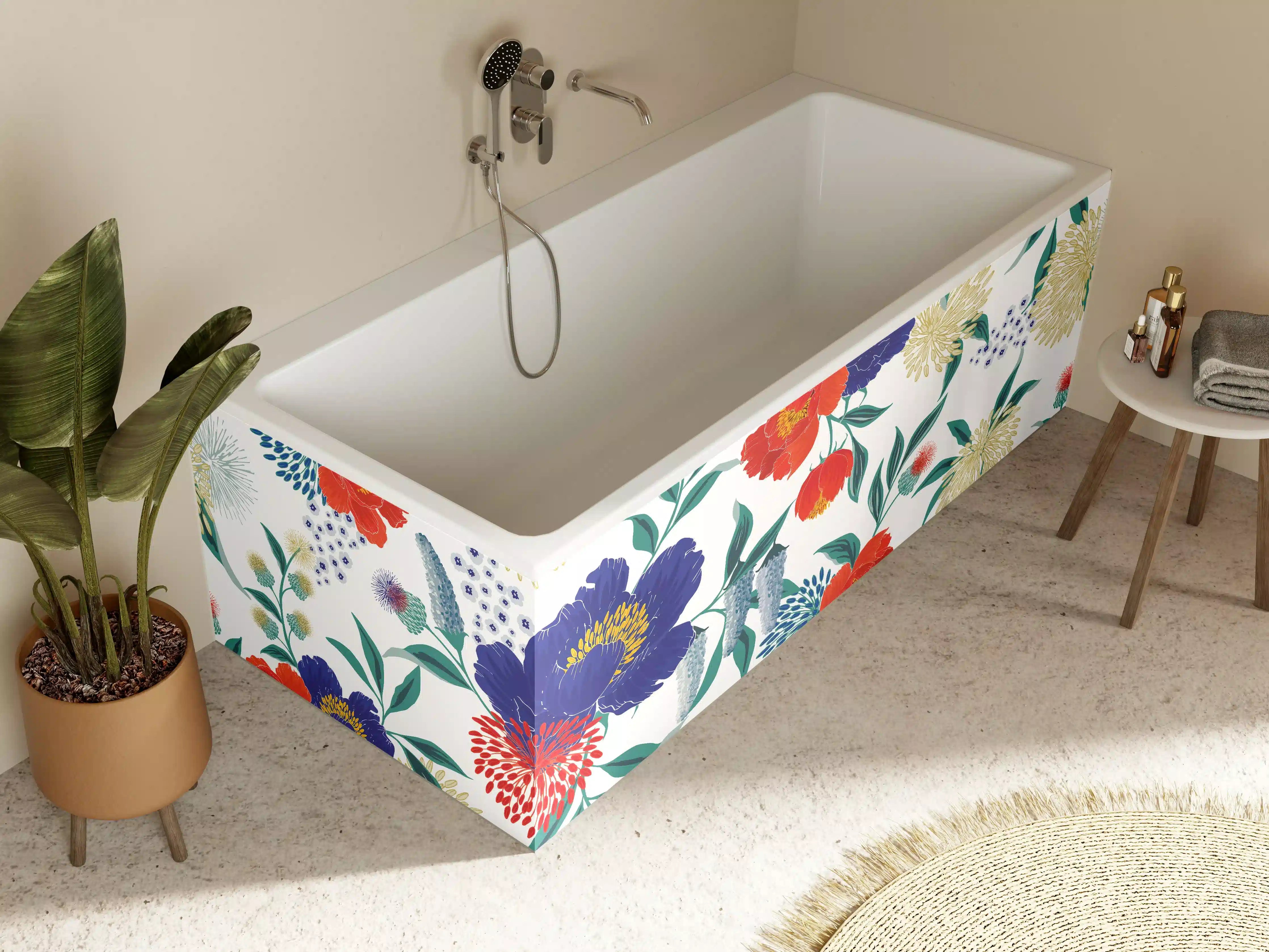 Badewannen-Rückwand - Bunte Florale Muster Tapete