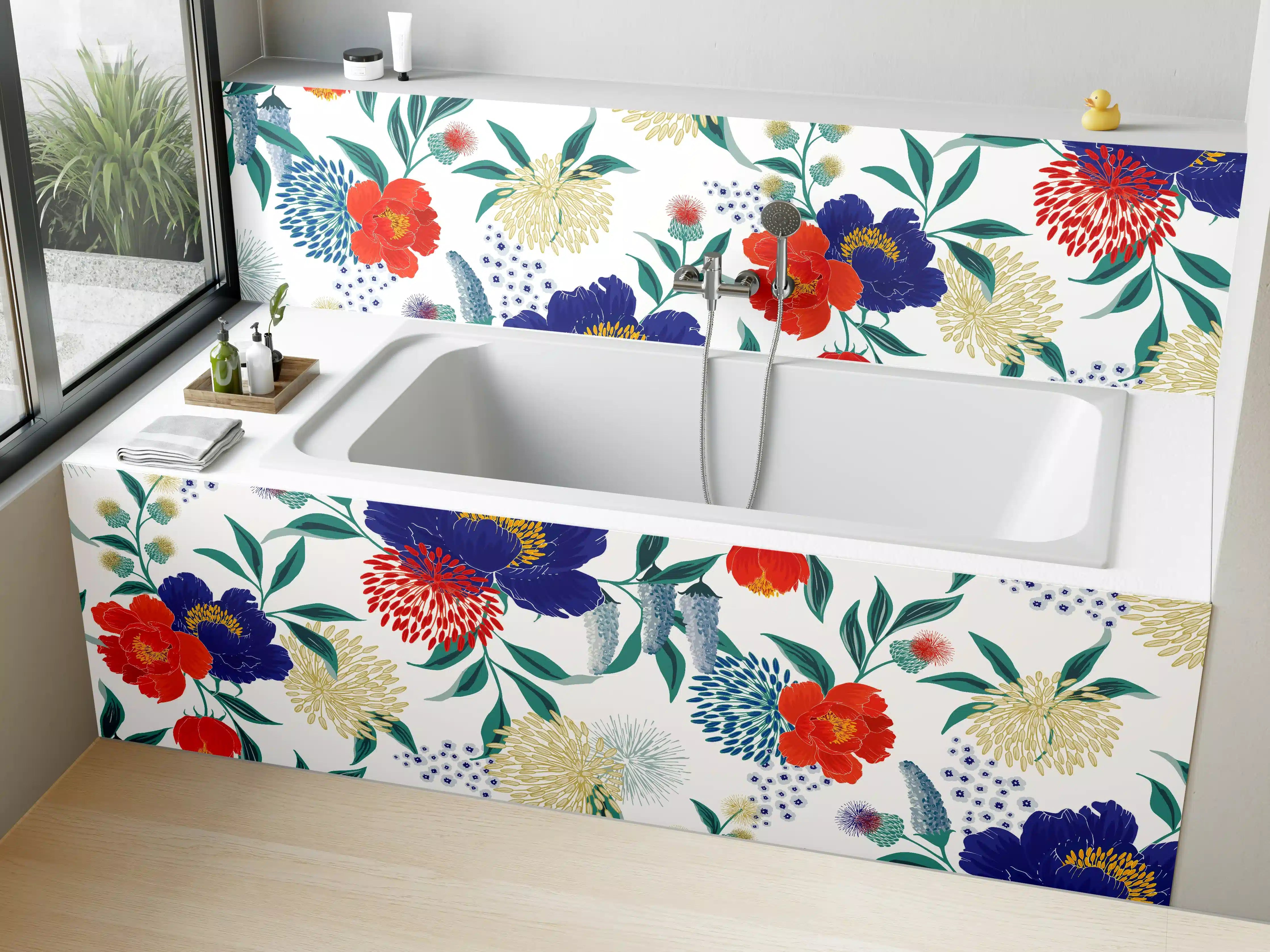 Badewannen-Rückwand - Bunte Florale Muster Tapete