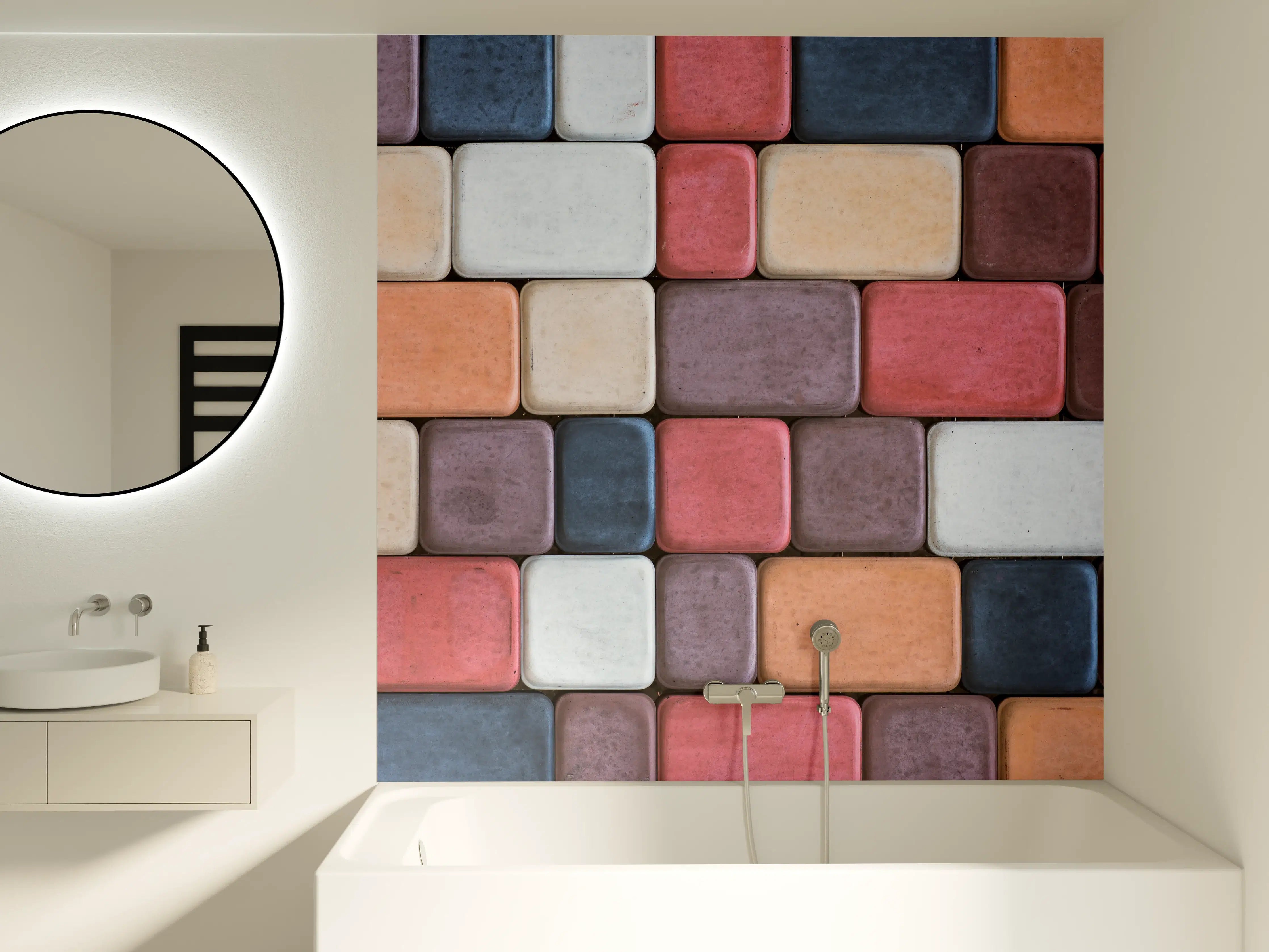 Badewannen-Rückwand - Bunte Geometrische Fliesen