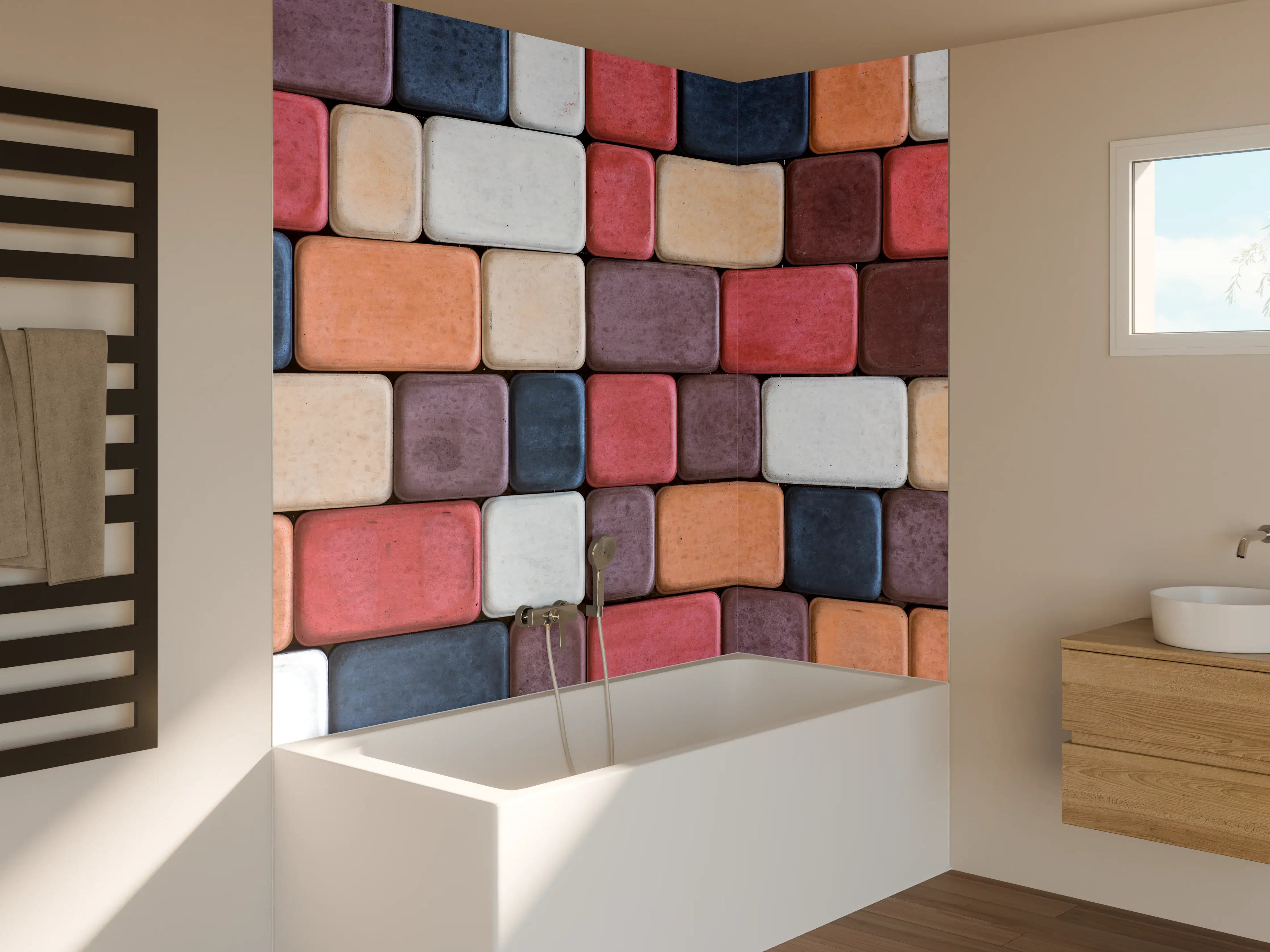 Badewannen-Rückwand - Bunte Geometrische Fliesen