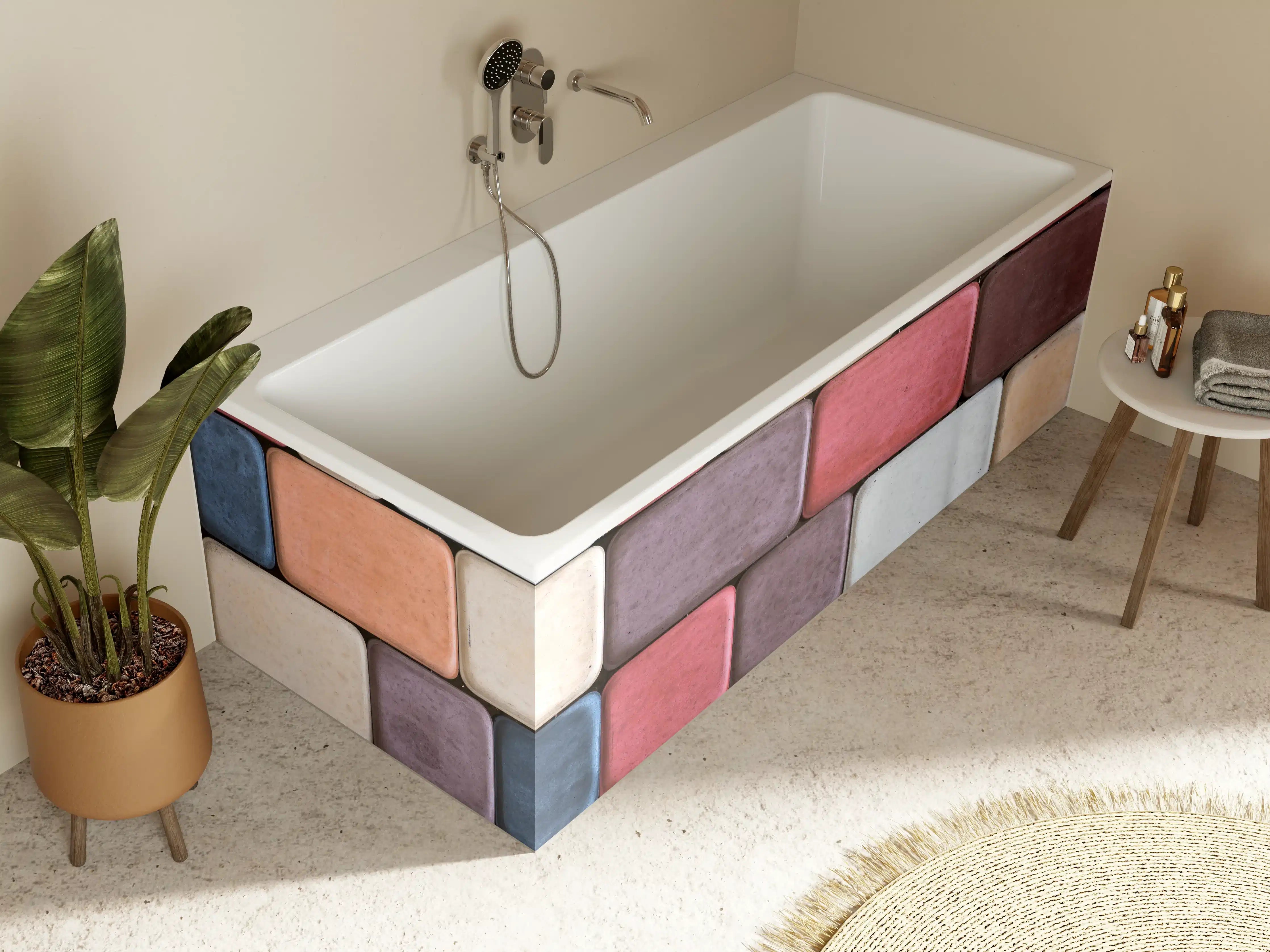 Badewannen-Rückwand - Bunte Geometrische Fliesen