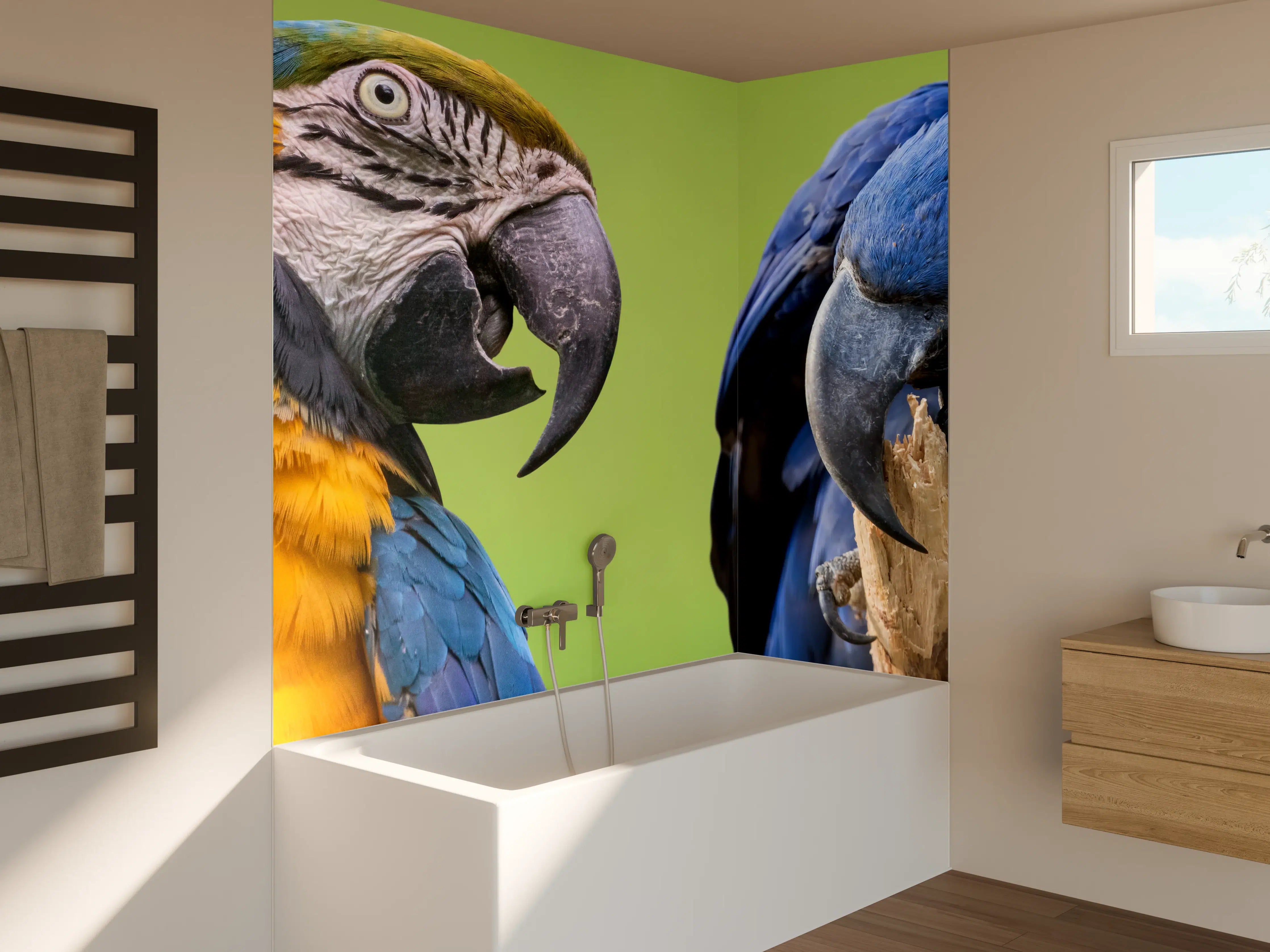 Badewannen-Rückwand - Bunte Gruppe von Aras
