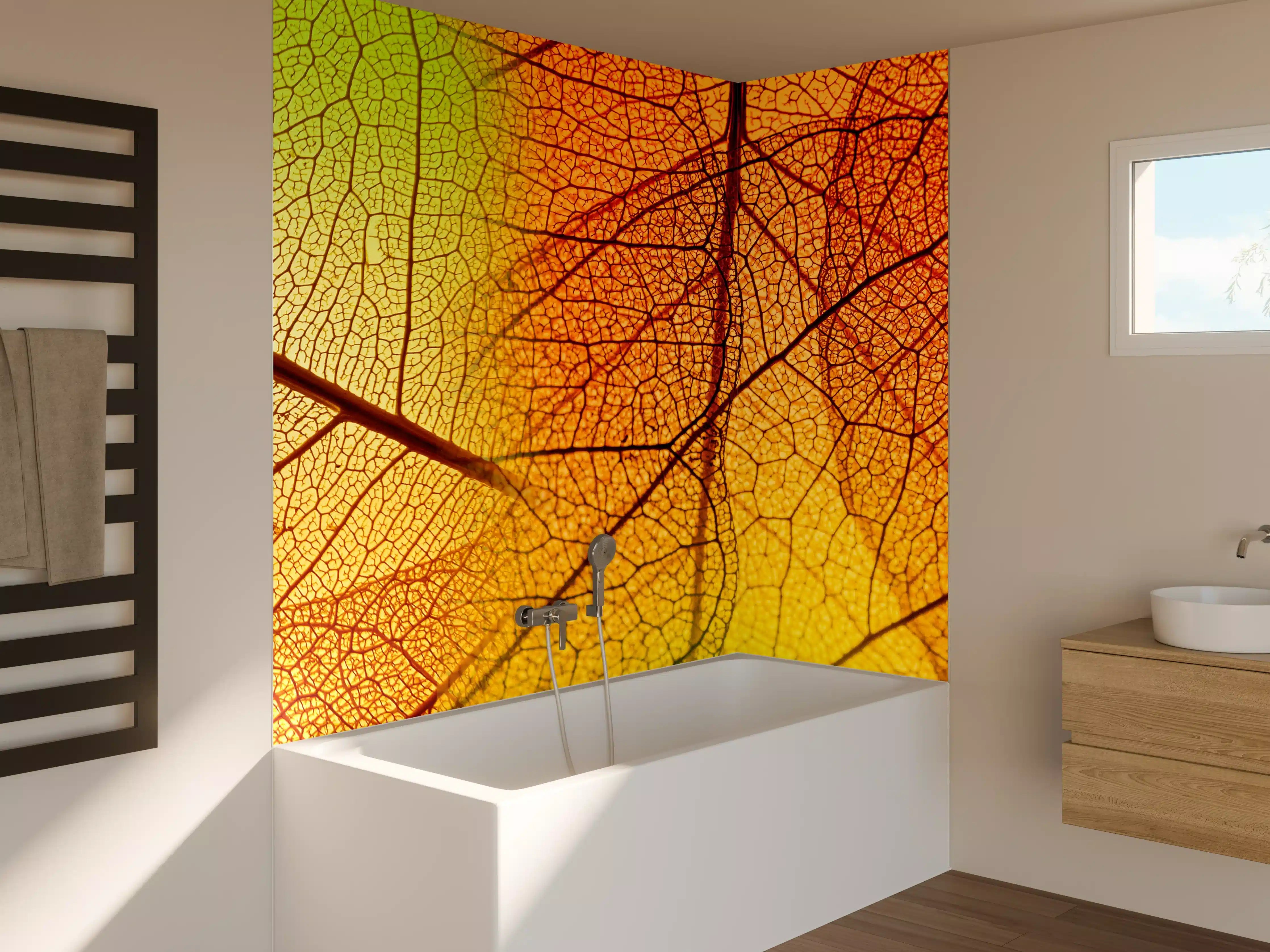 Badewannen-Rückwand - Bunte Herbstblatt-Makroaufnahme