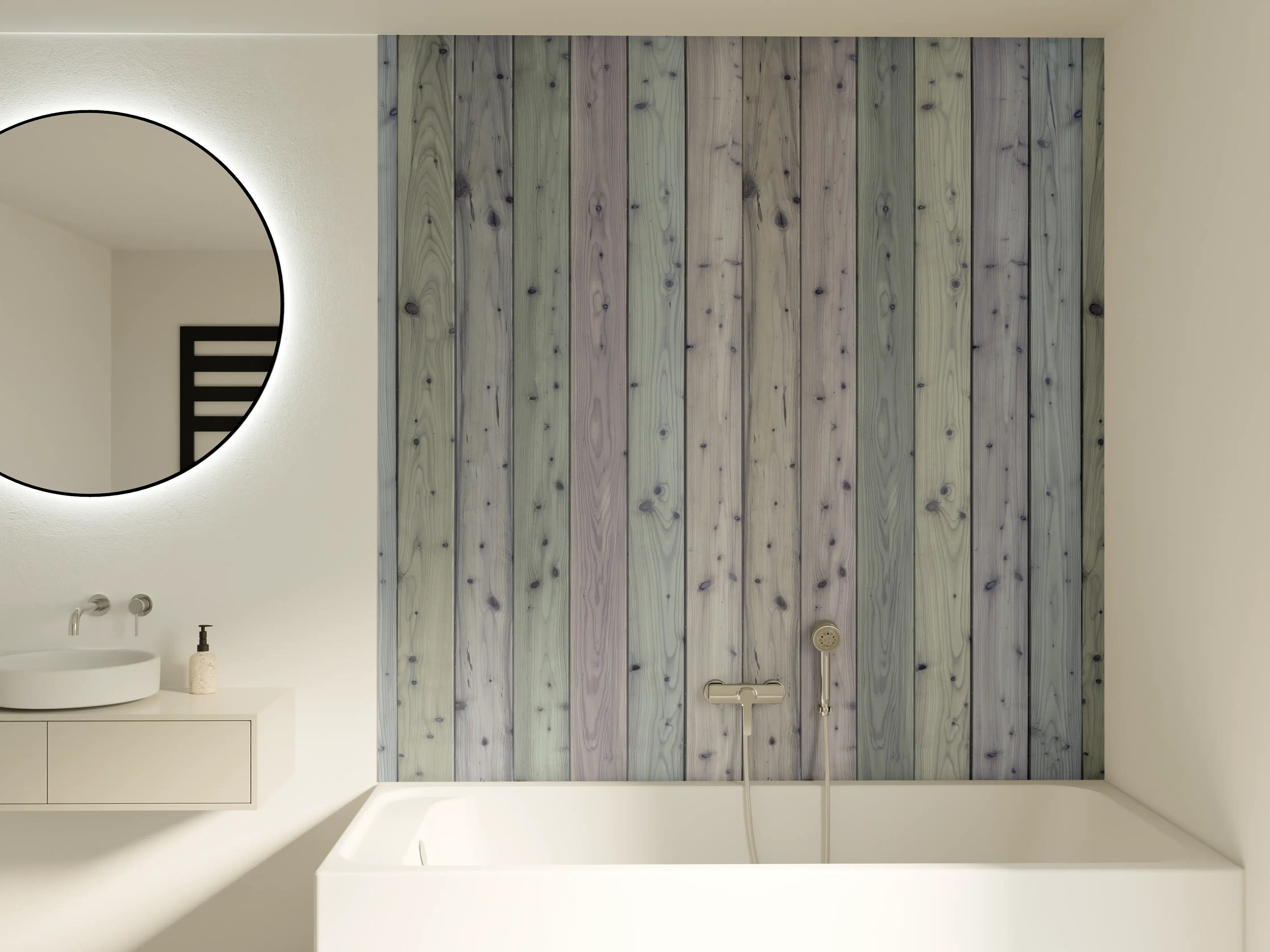 Badewannen-Rückwand - Bunte Holz Wand Textur