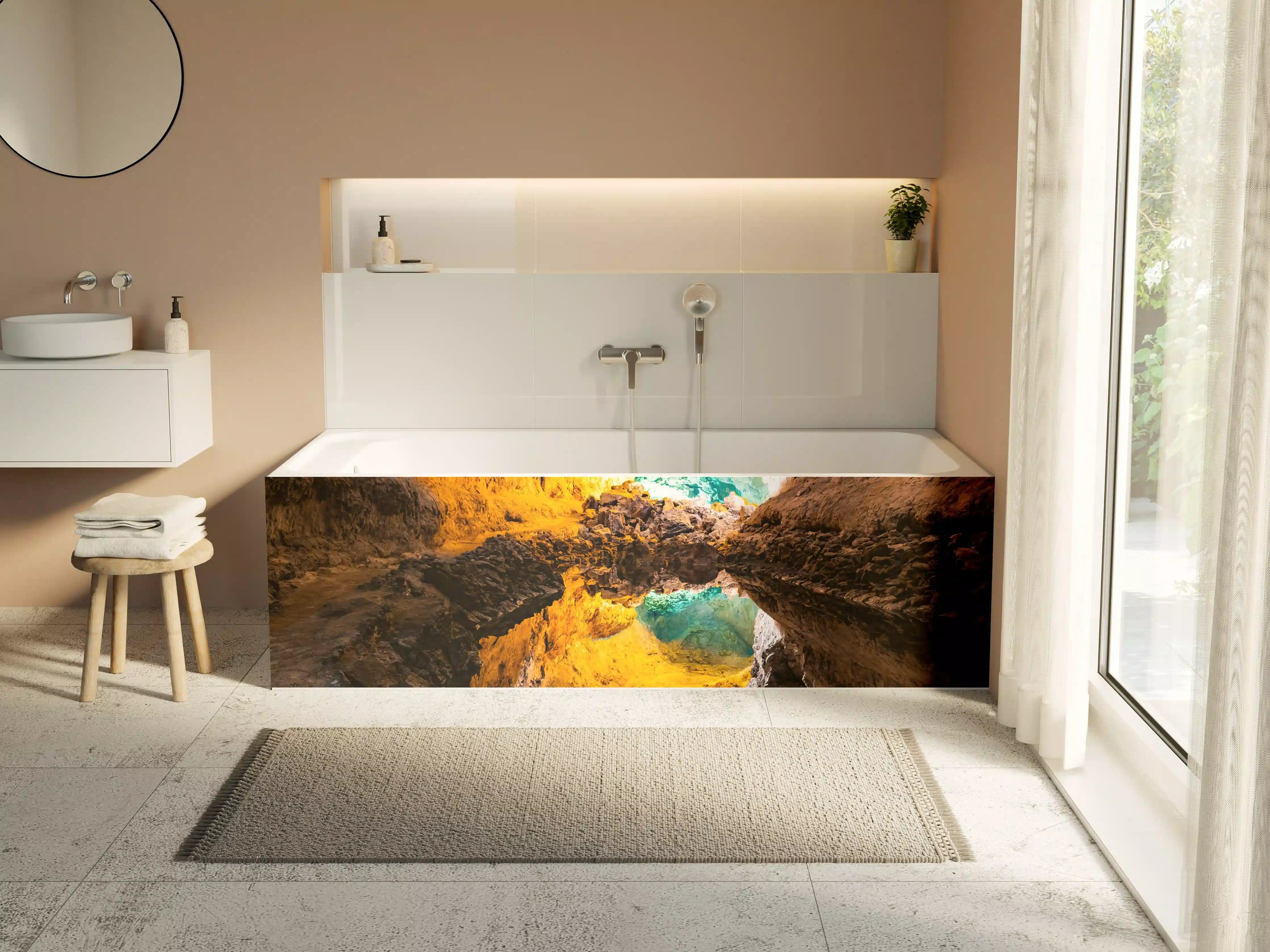 Badewannen-Rückwand - Bunte Lavaröhre in Spanien