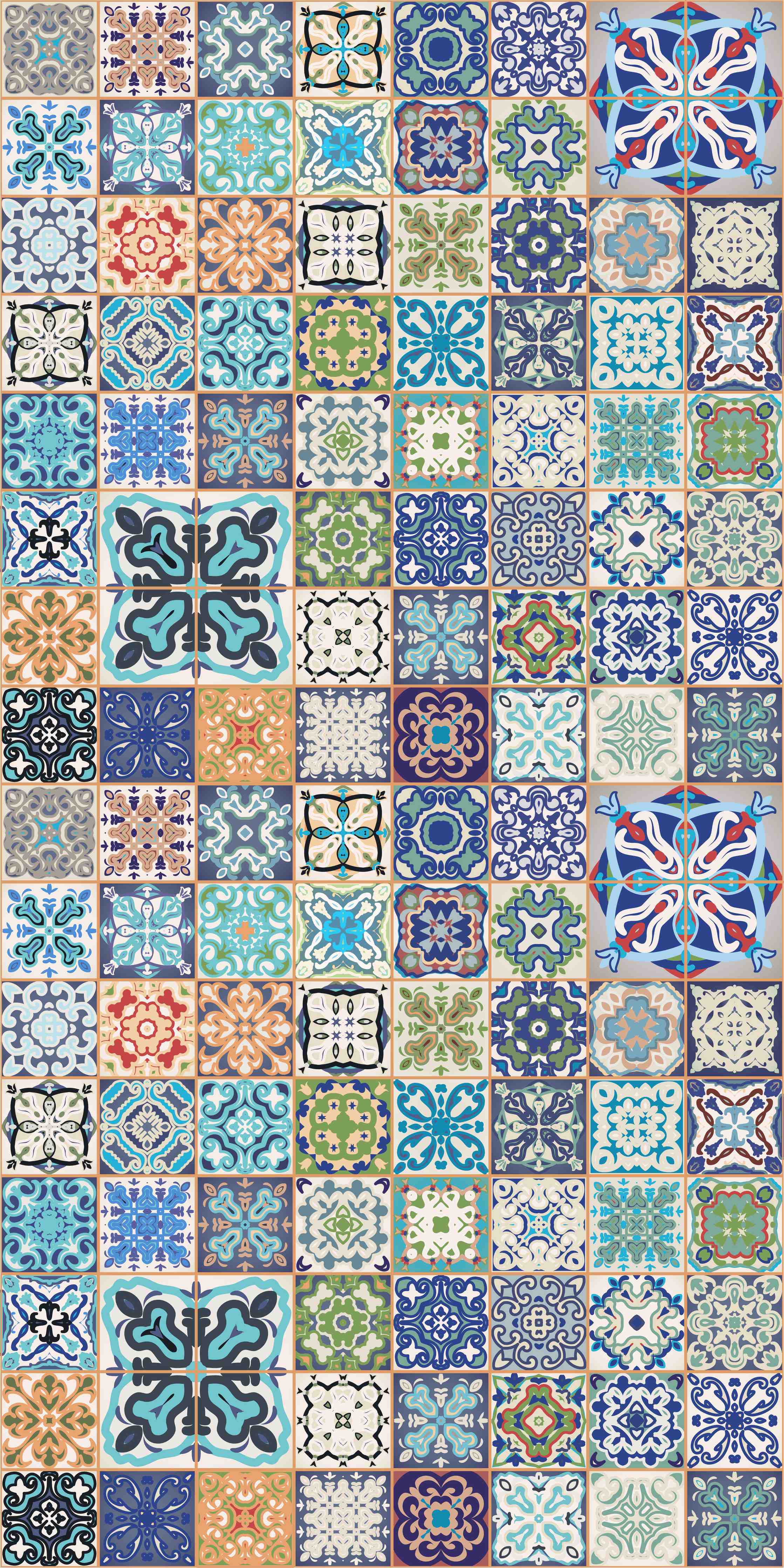 Badewannen-Rückwand-Bunte Vintage Fliesenmuster