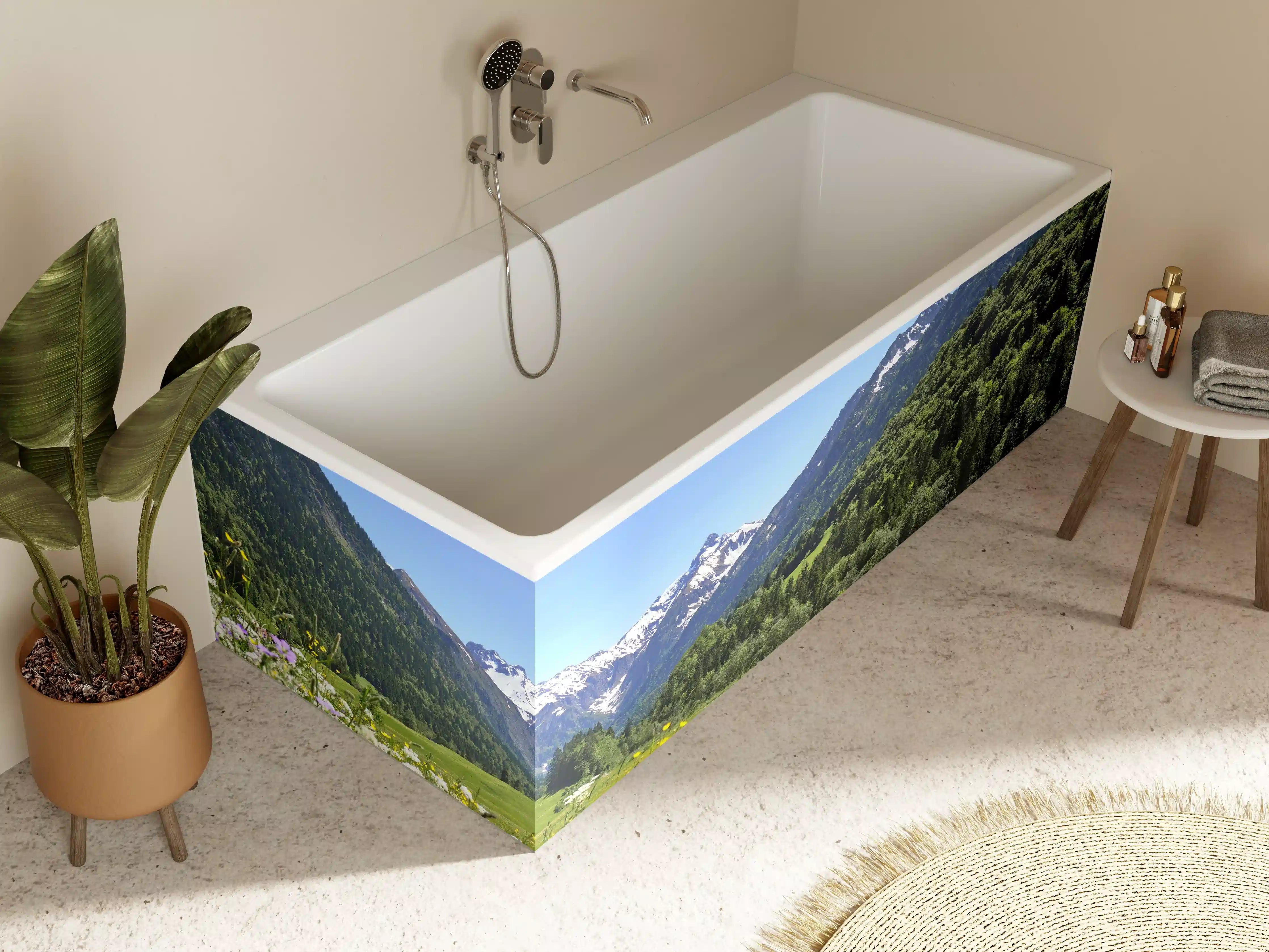 Badewannen-Rückwand - Bunte Wiese in den Alpen