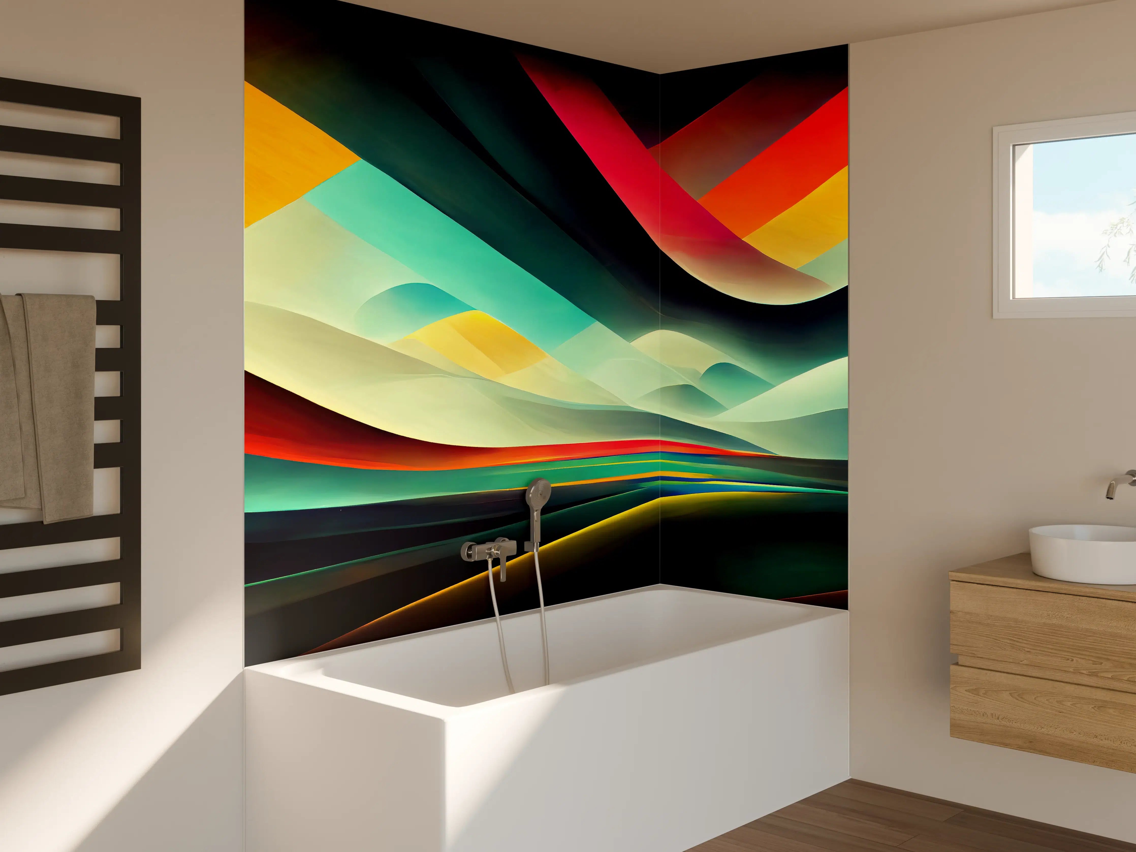 Badewannen-Rückwand - Bunte dynamische Linien Textur
