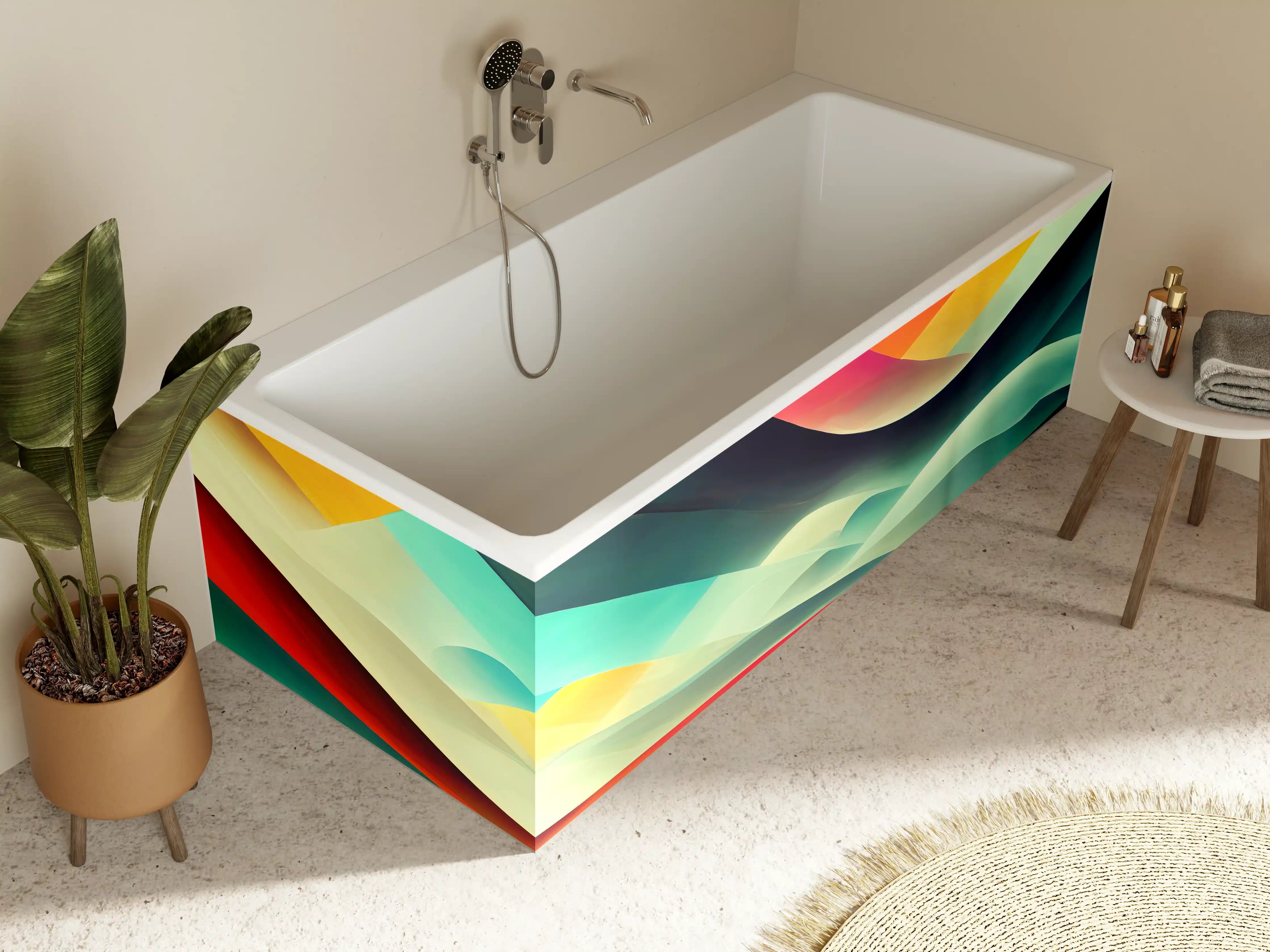 Badewannen-Rückwand - Bunte dynamische Linien Textur