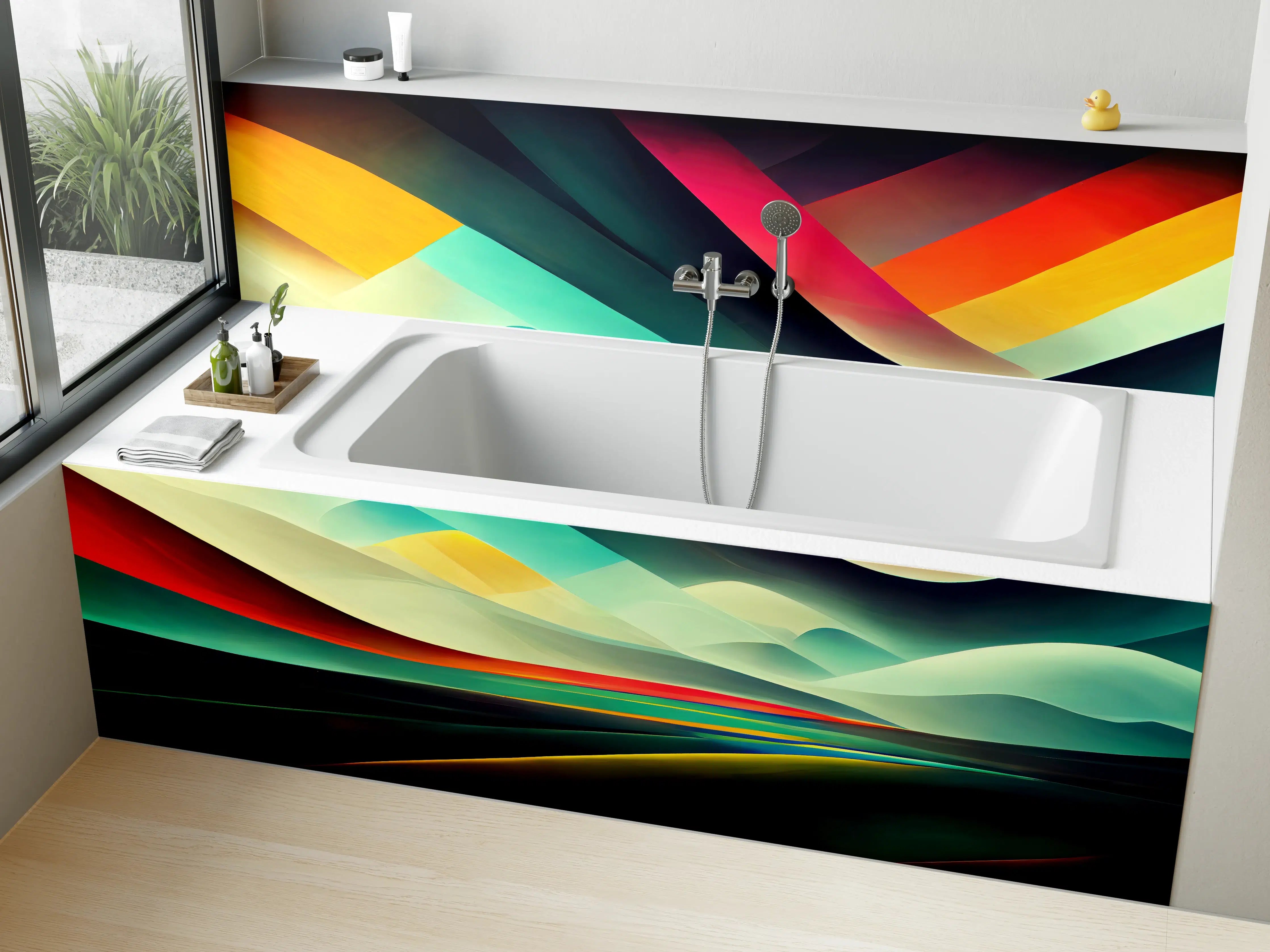 Badewannen-Rückwand - Bunte dynamische Linien Textur