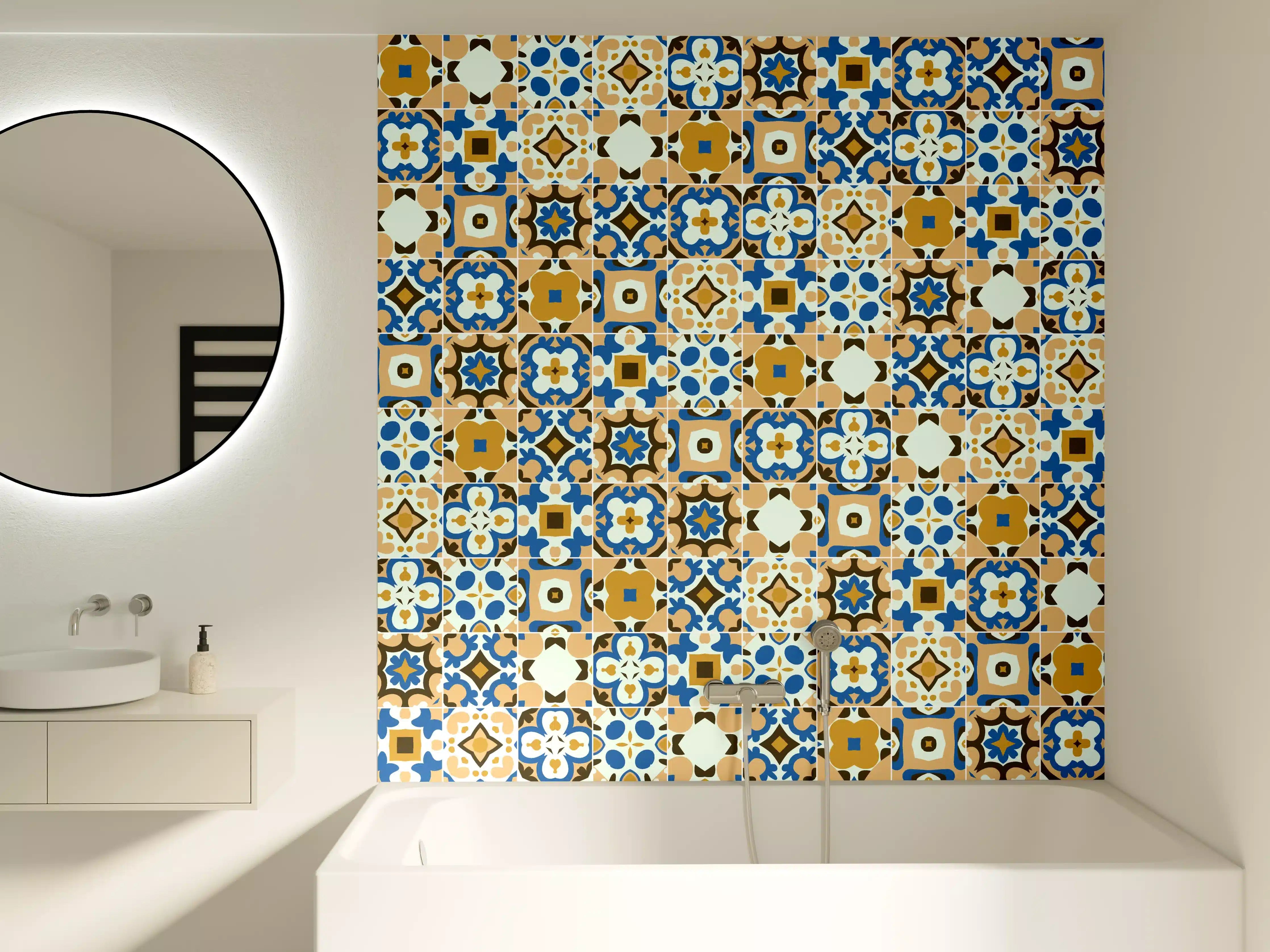 Badewannen-Rückwand - Bunte orientalische Fliesenmuster