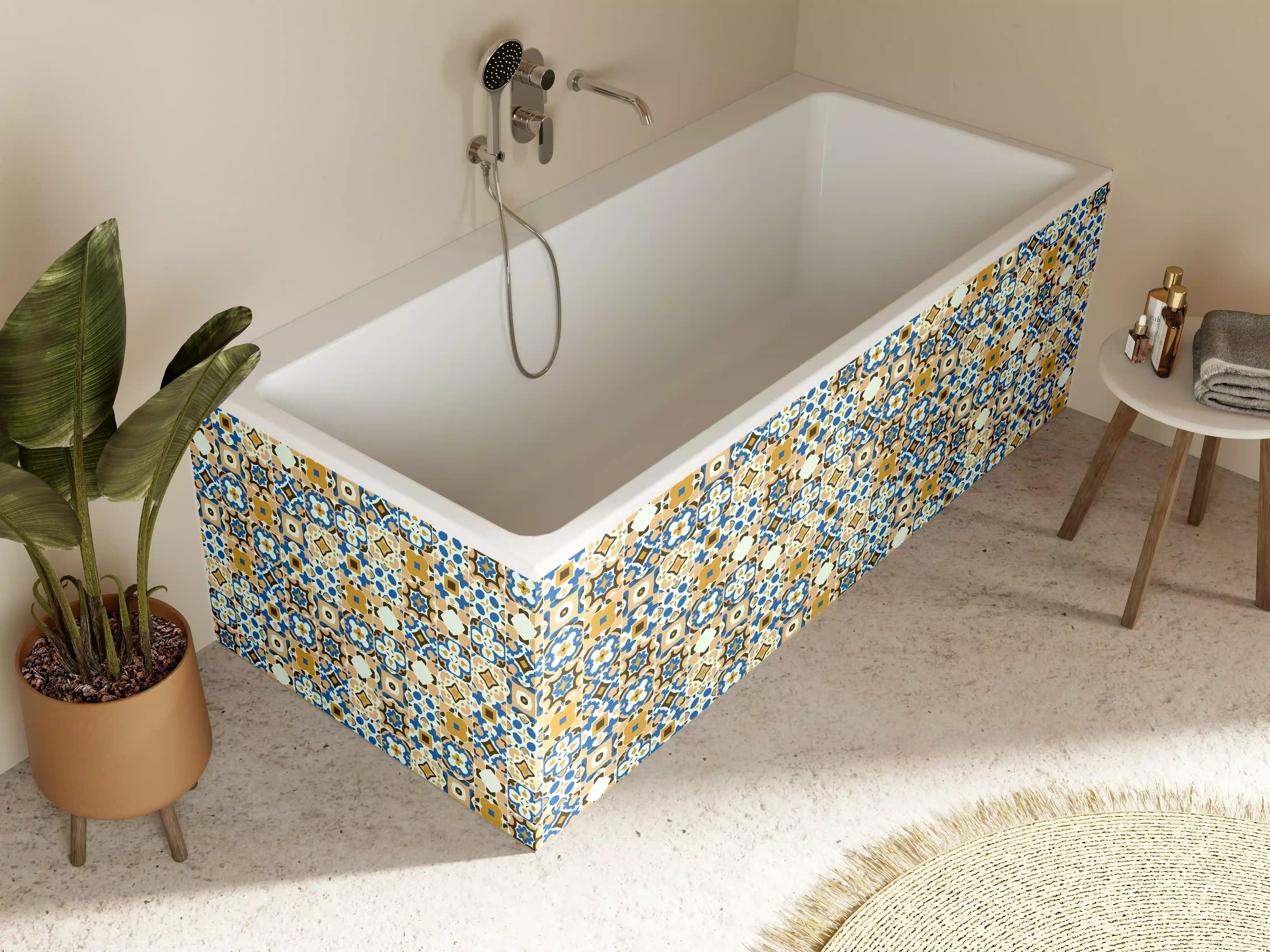 Badewannen-Rückwand - Bunte orientalische Fliesenmuster