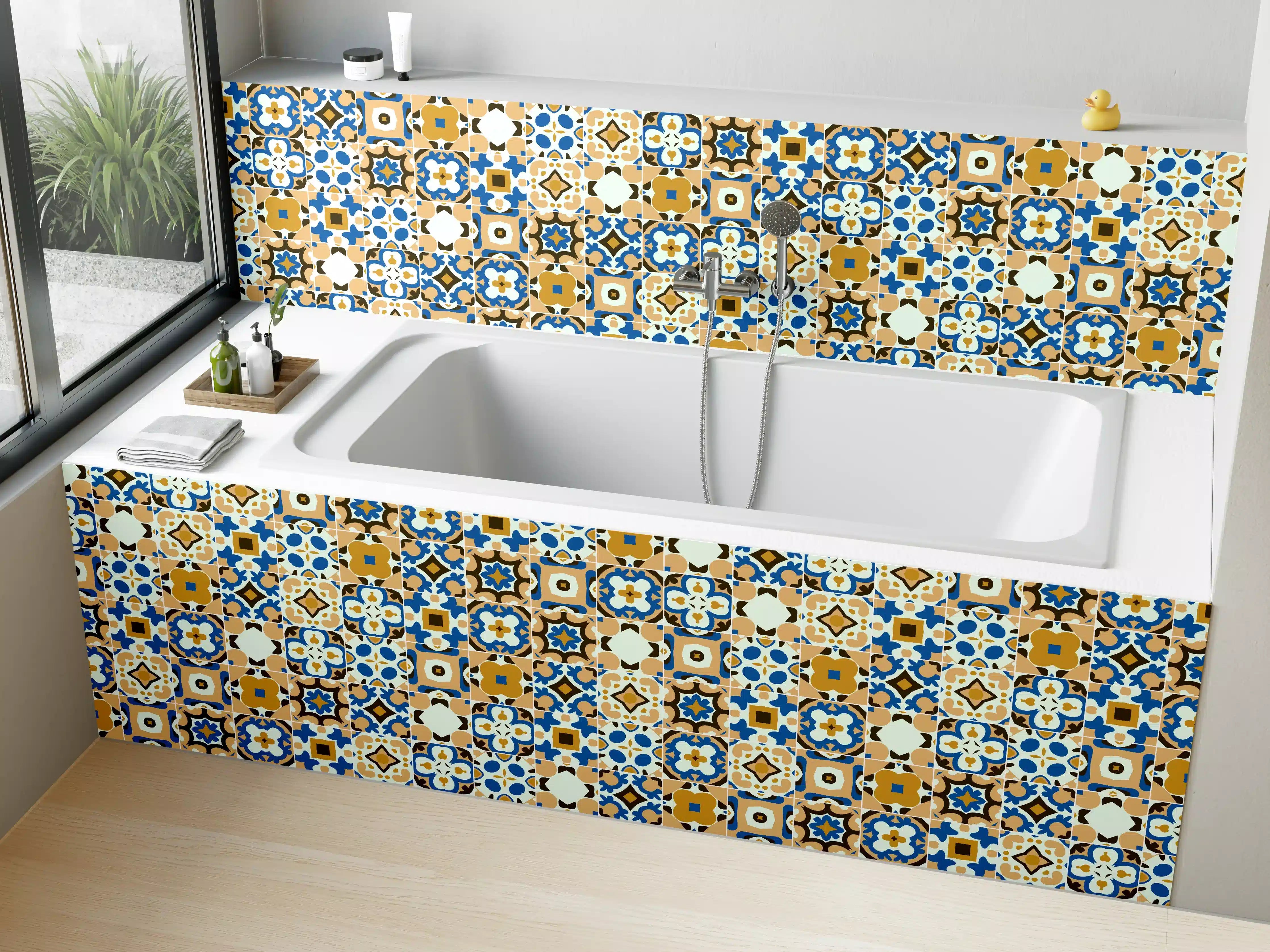 Badewannen-Rückwand - Bunte orientalische Fliesenmuster