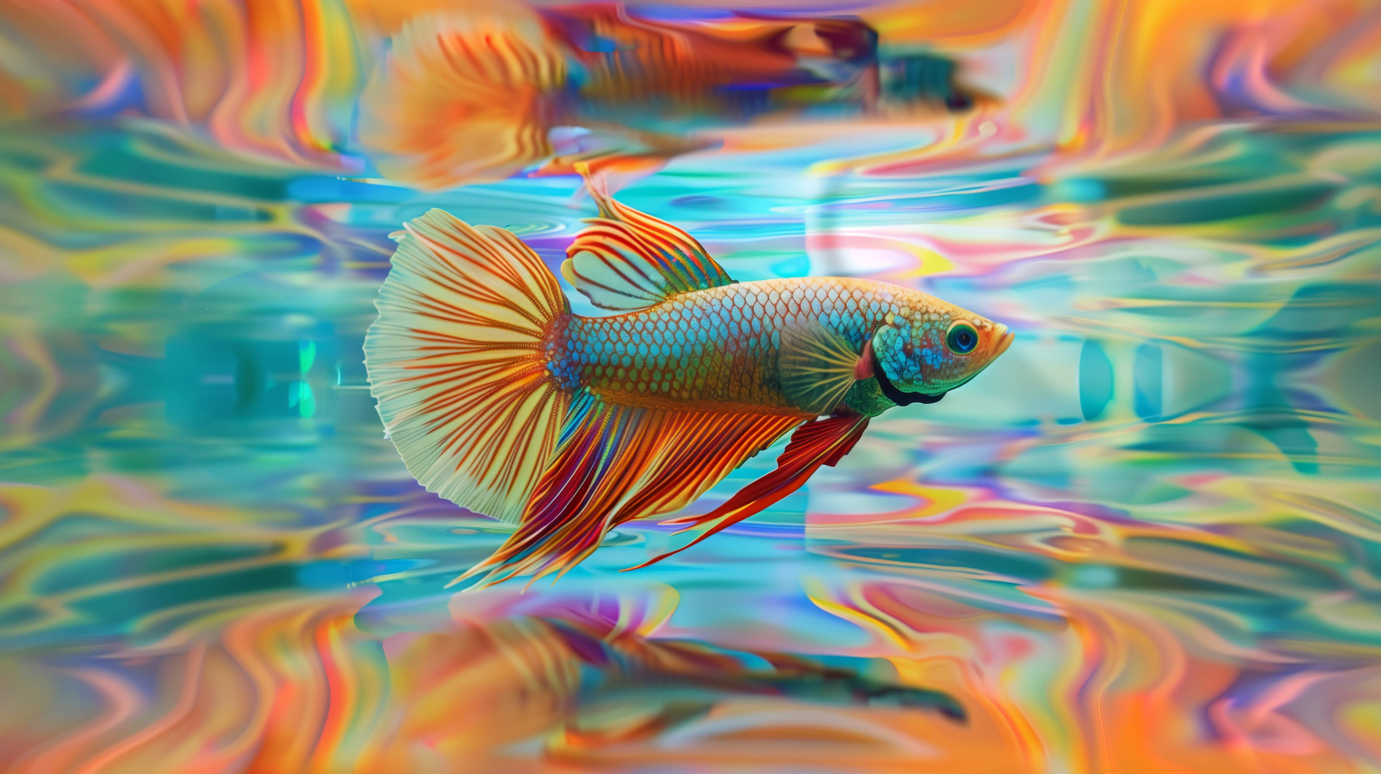 Badewannen-Rückwand-Bunter Betta-Fisch Türkis-Orange