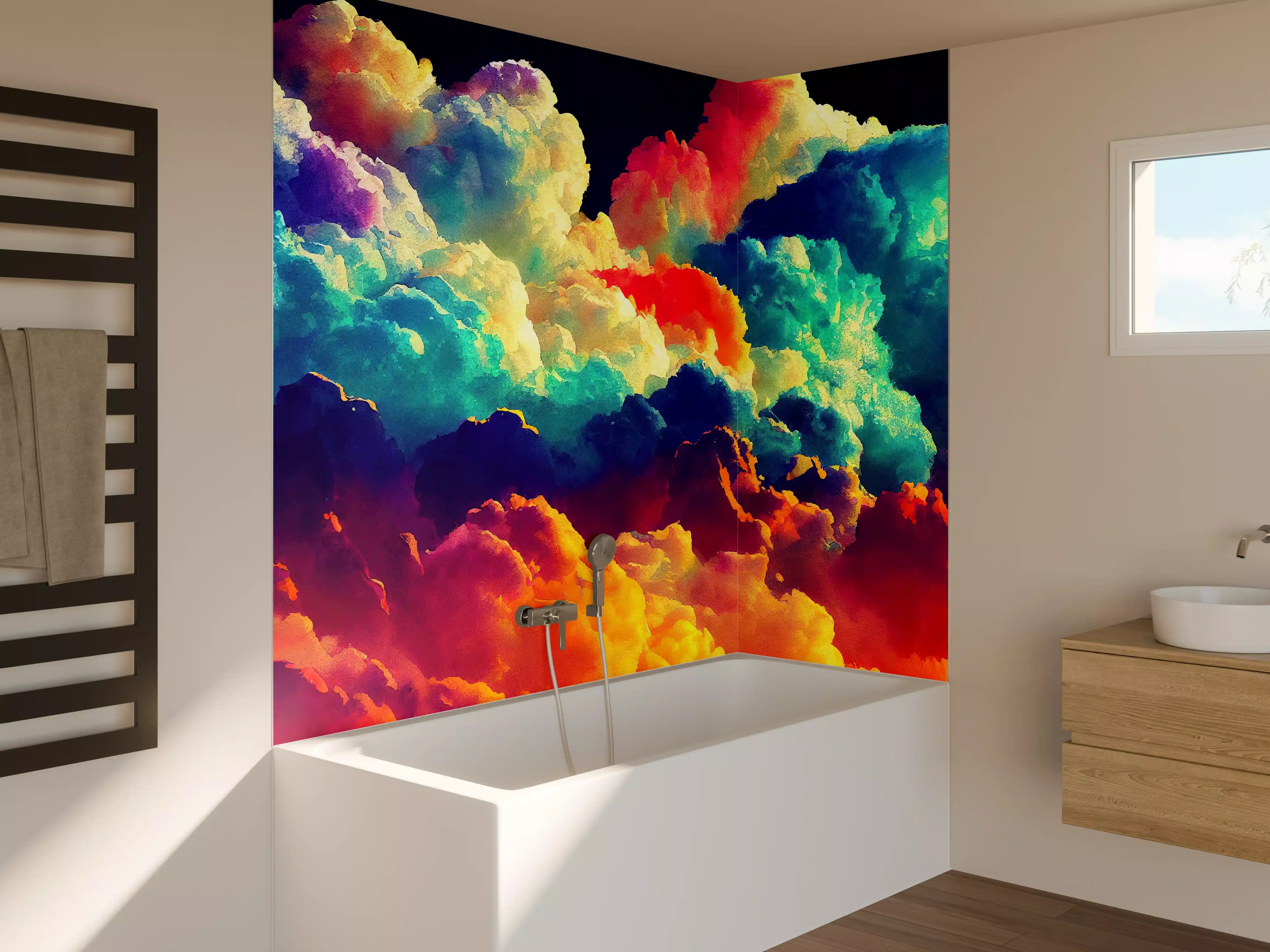 Badewannen-Rückwand - Bunter Wolkenhimmel