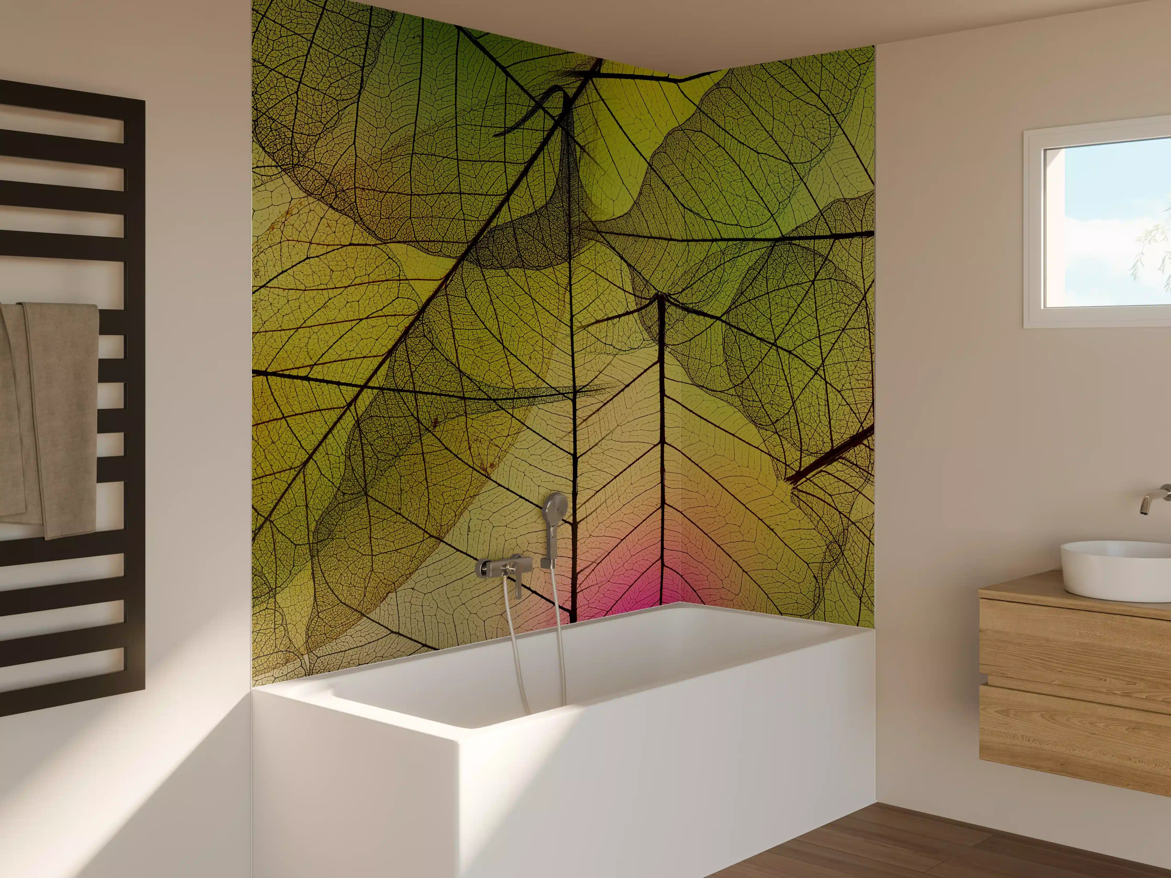 Badewannen-Rückwand - Buntes Blattadern Makrofoto