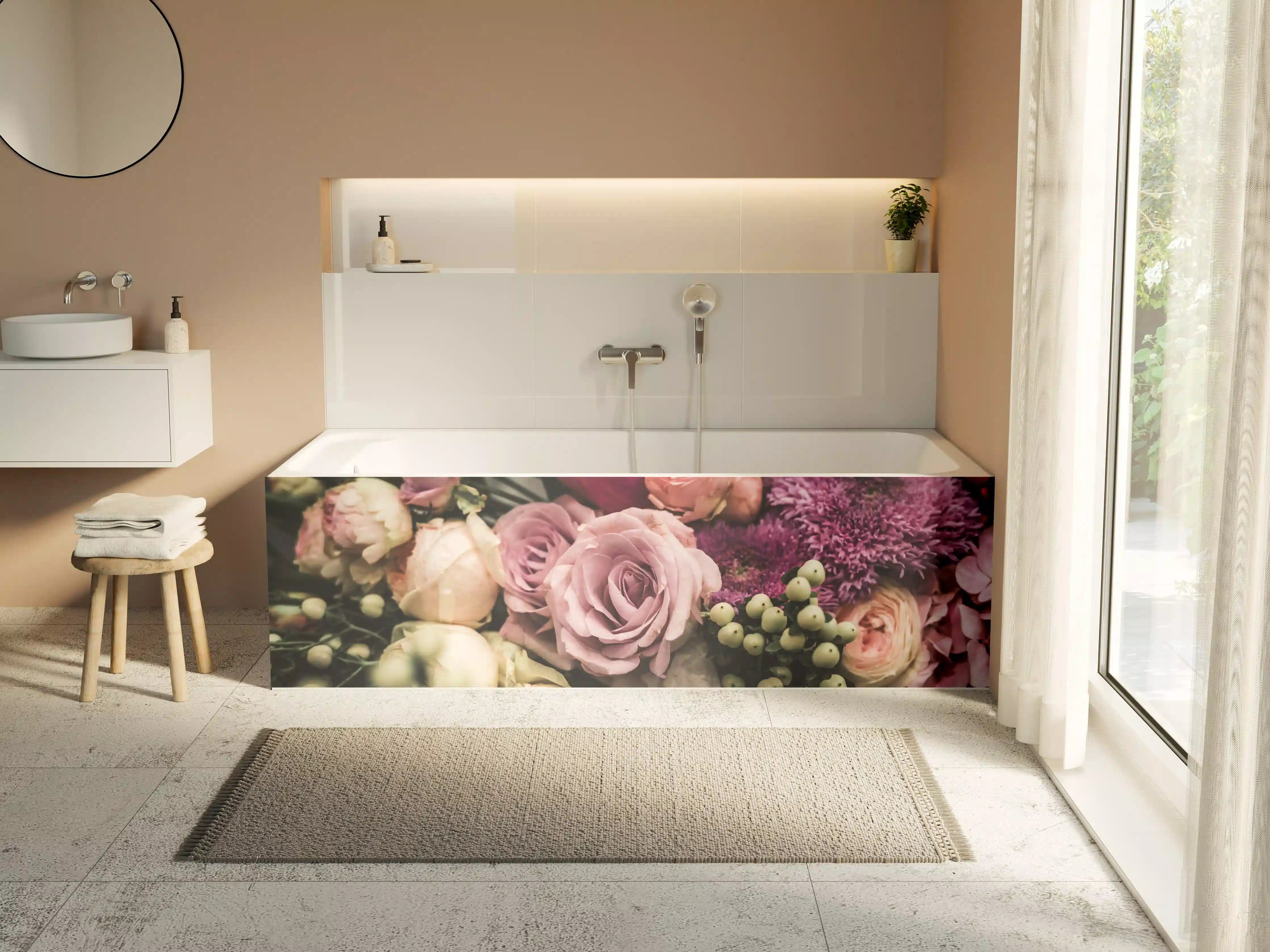 Badewannen-Rückwand - Buntes Blumenbouquet