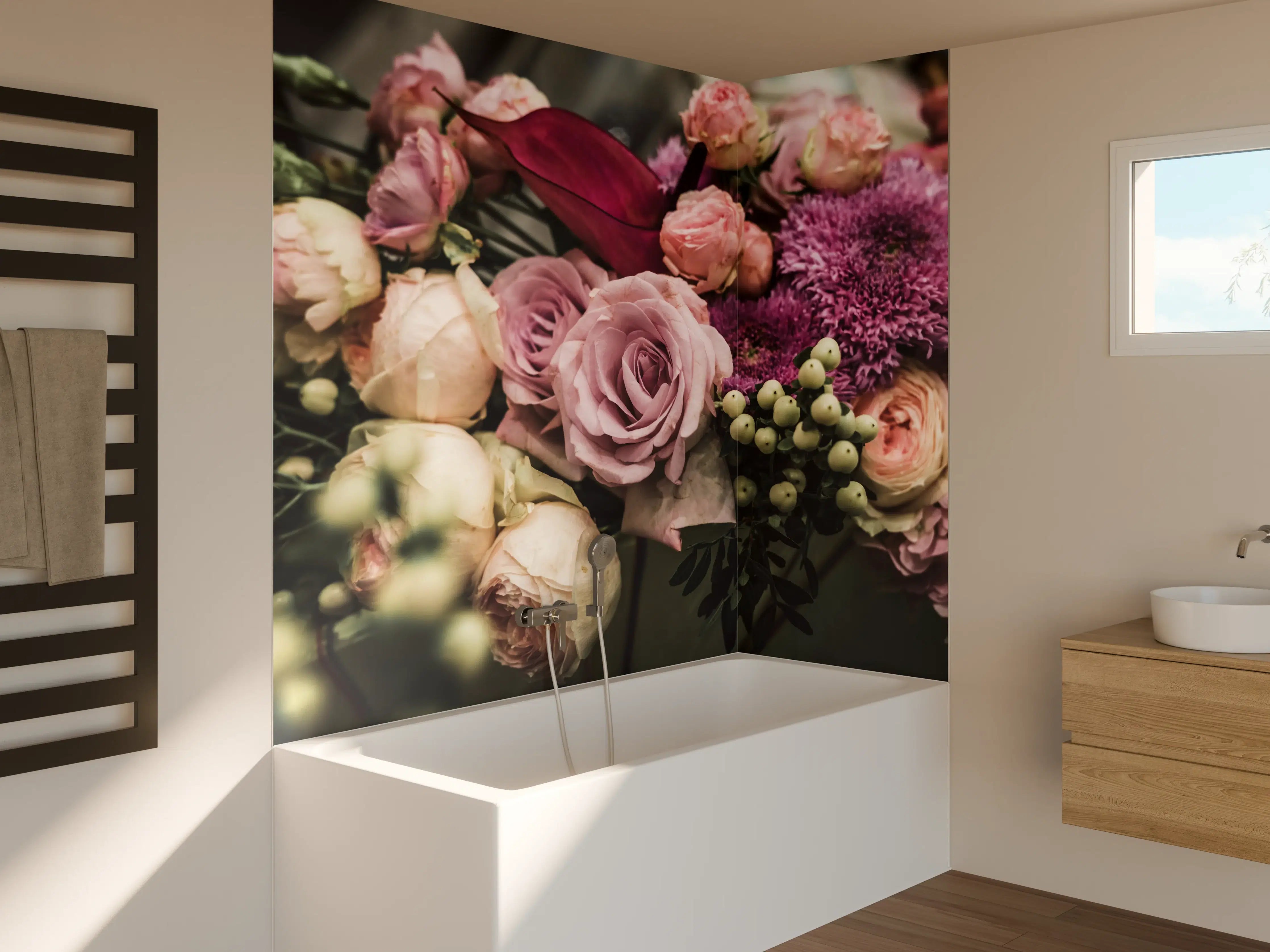 Badewannen-Rückwand - Buntes Blumenbouquet