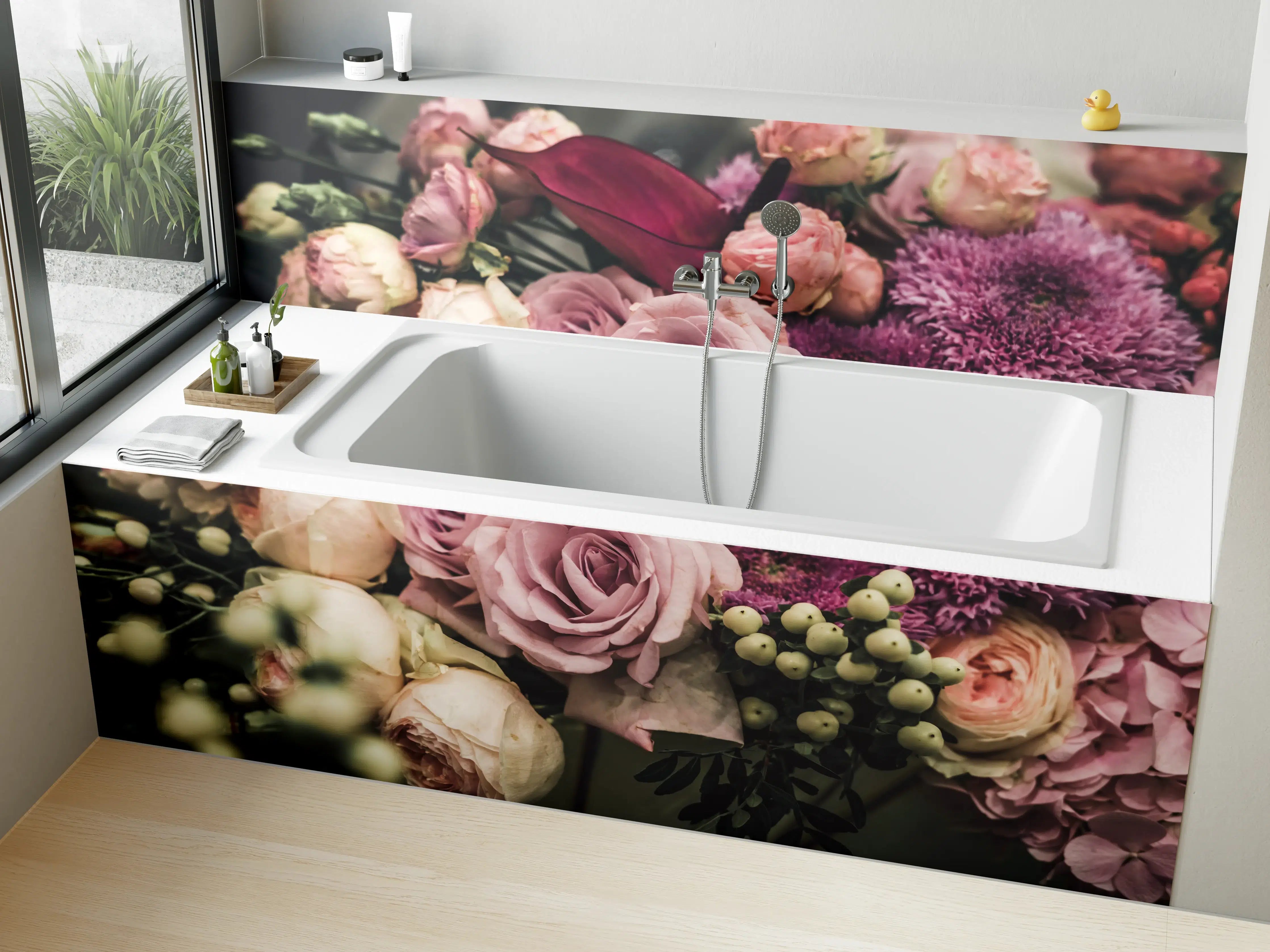 Badewannen-Rückwand - Buntes Blumenbouquet