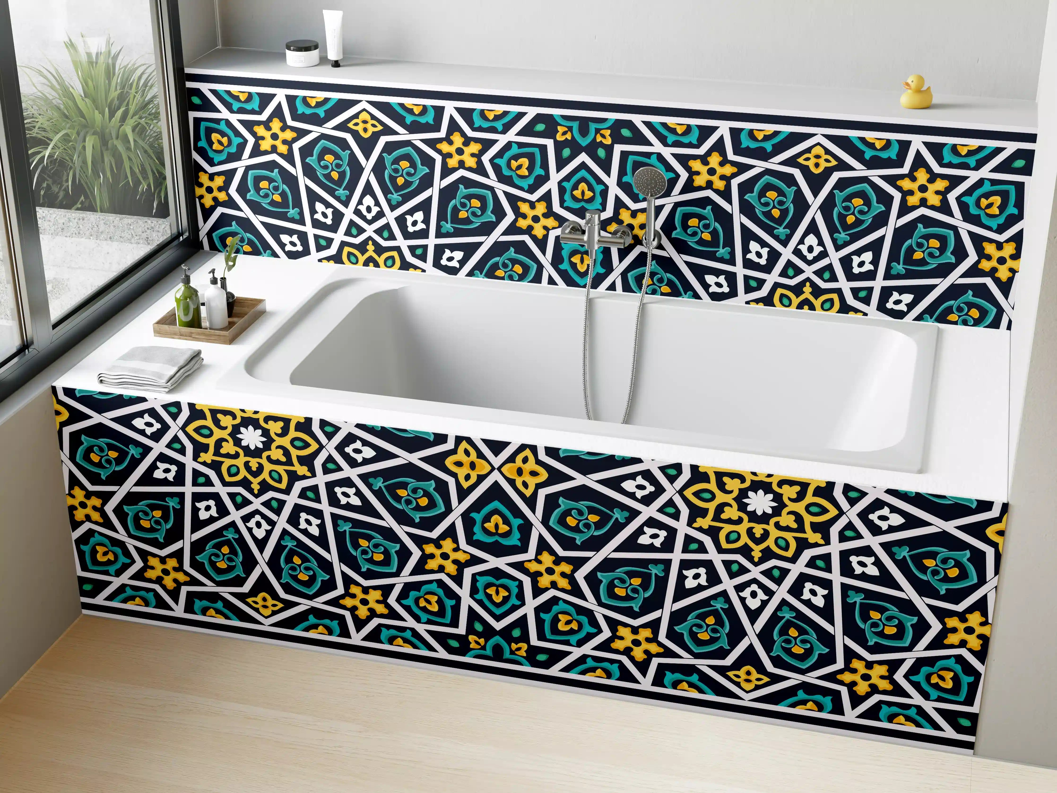 Badewannen-Rückwand - Buntes Ethno-Muster Design
