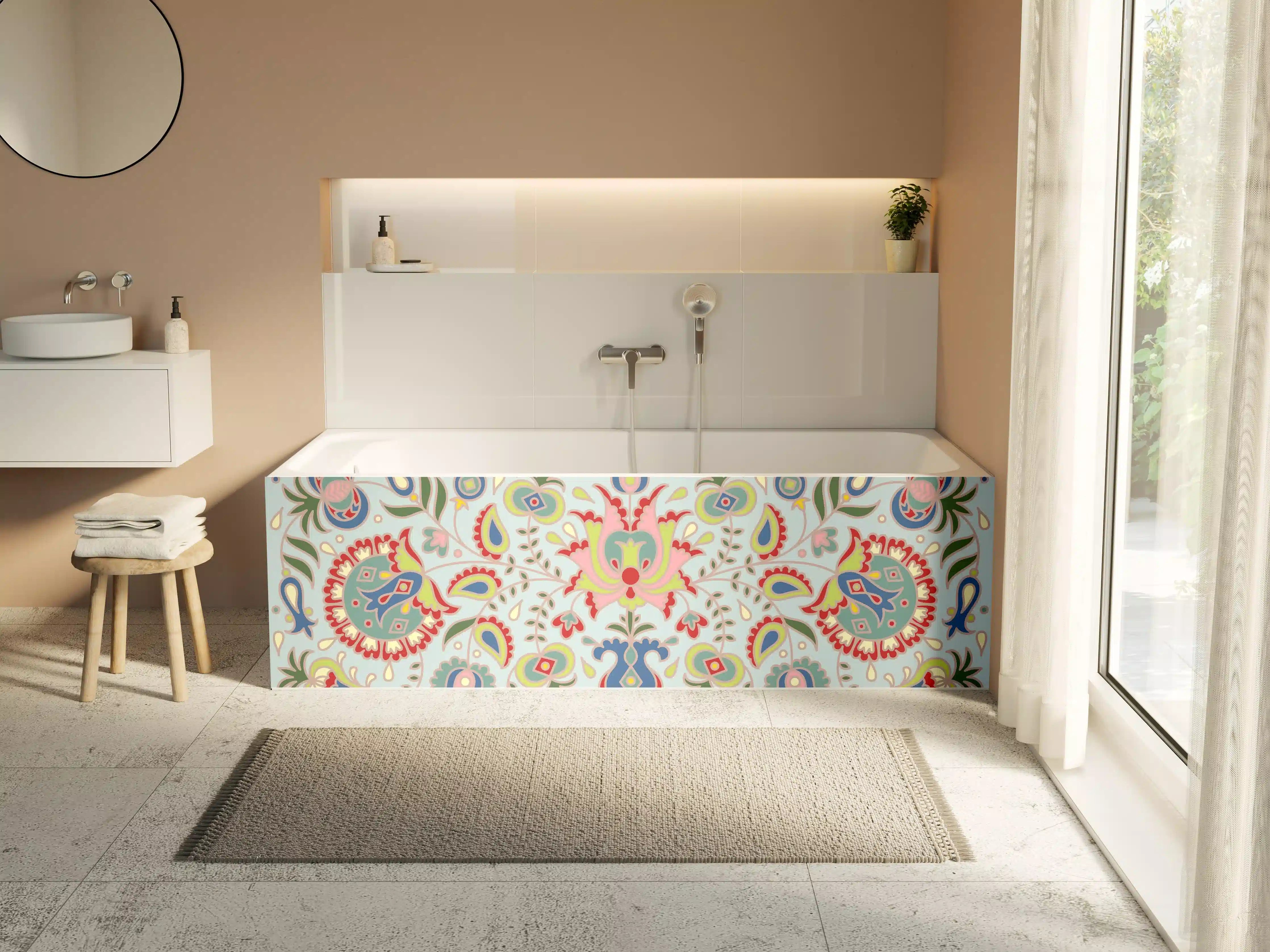 Badewannen-Rückwand - Buntes Floral-Print-Muster