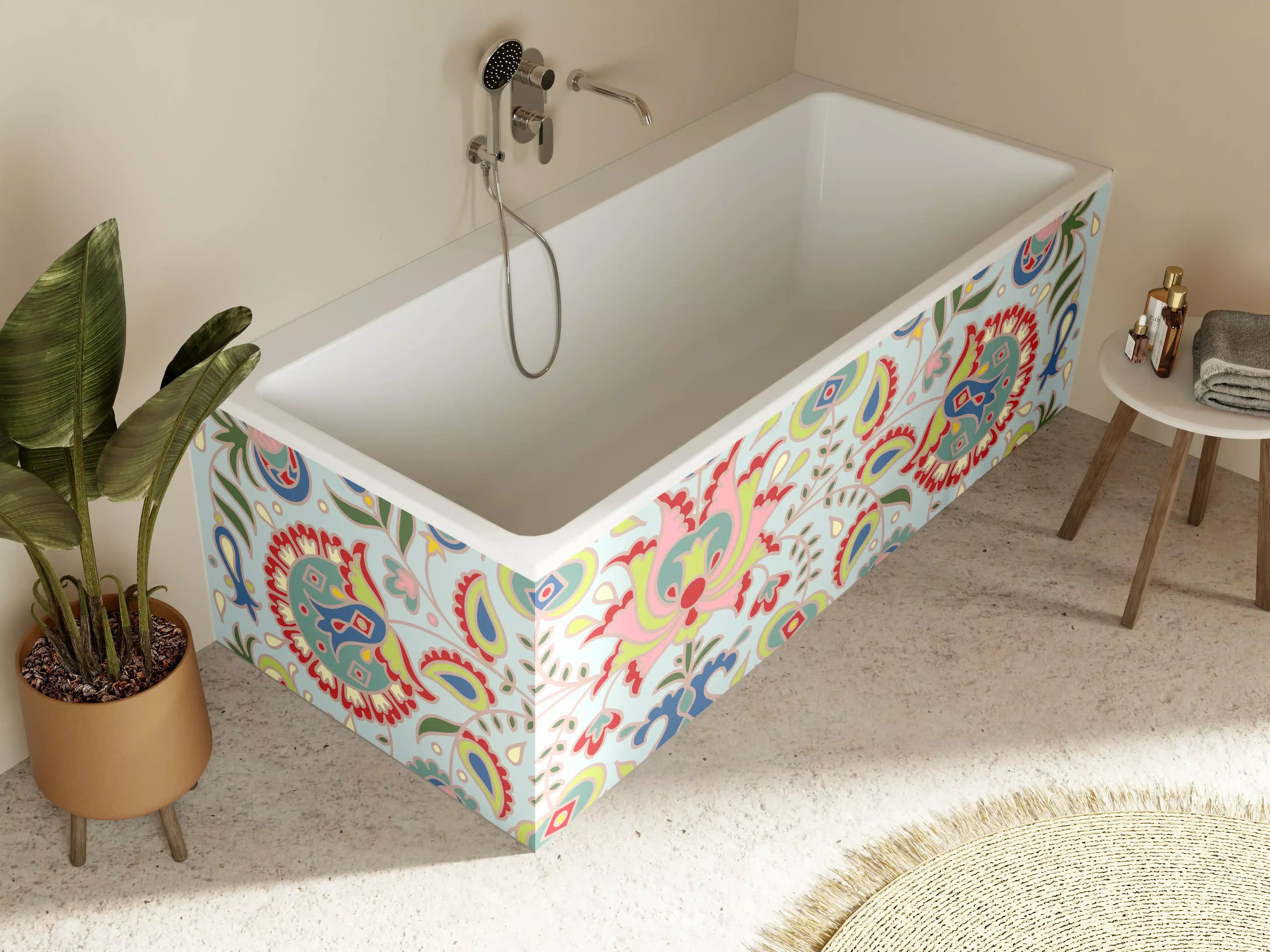 Badewannen-Rückwand - Buntes Floral-Print-Muster