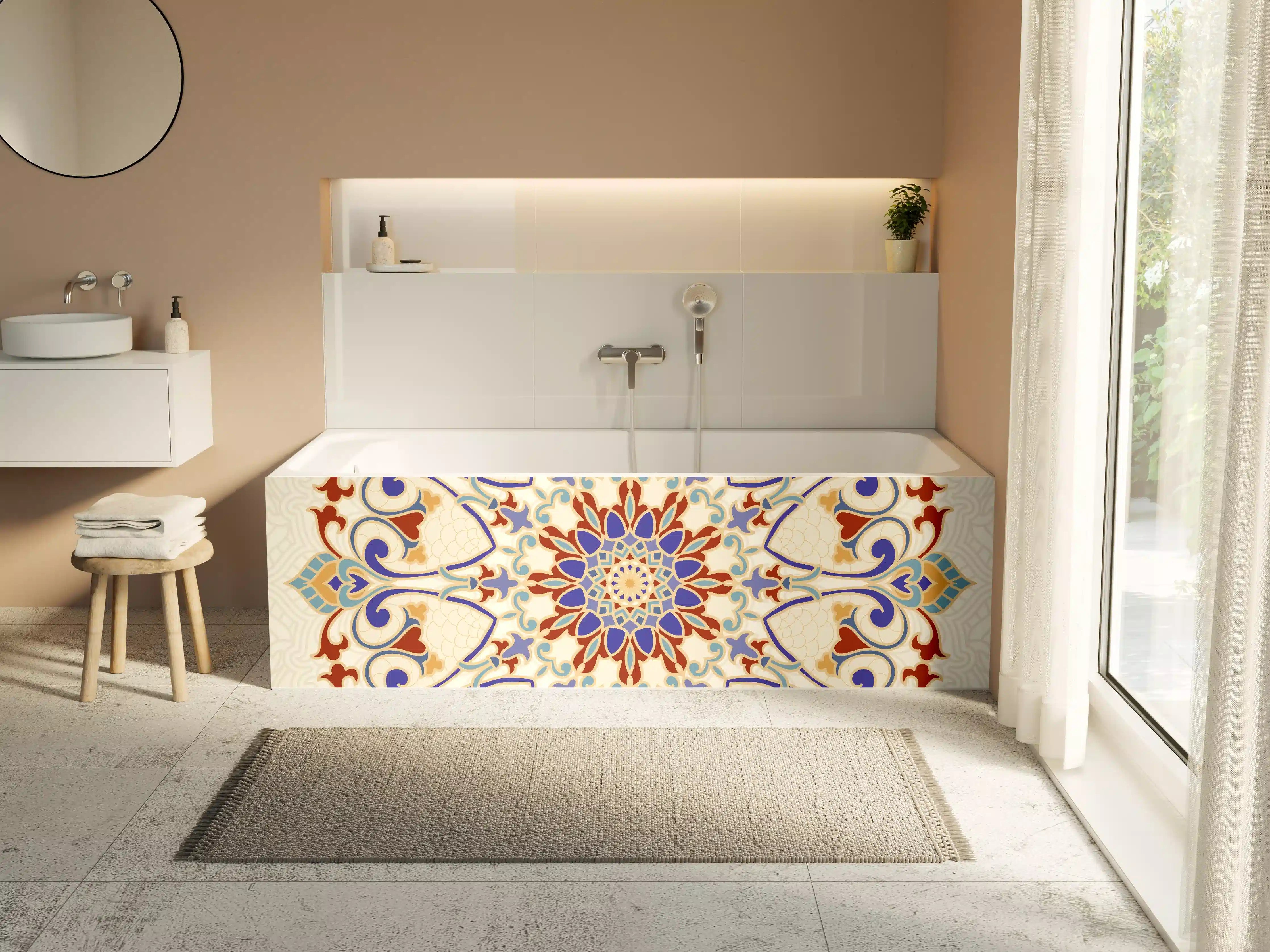 Badewannen-Rückwand - Buntes Mosaik Mandala Kunstwerk