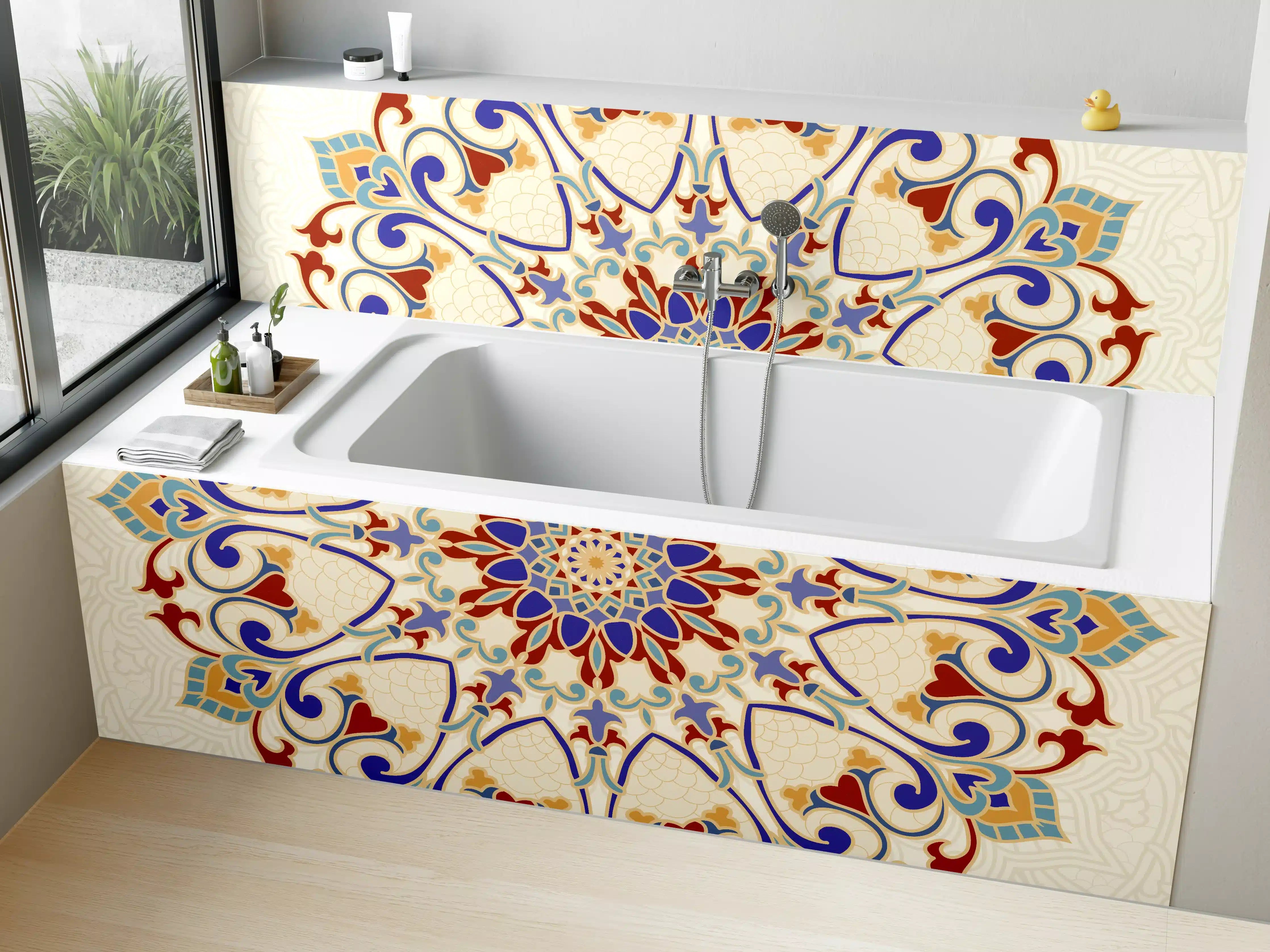 Badewannen-Rückwand - Buntes Mosaik Mandala Kunstwerk