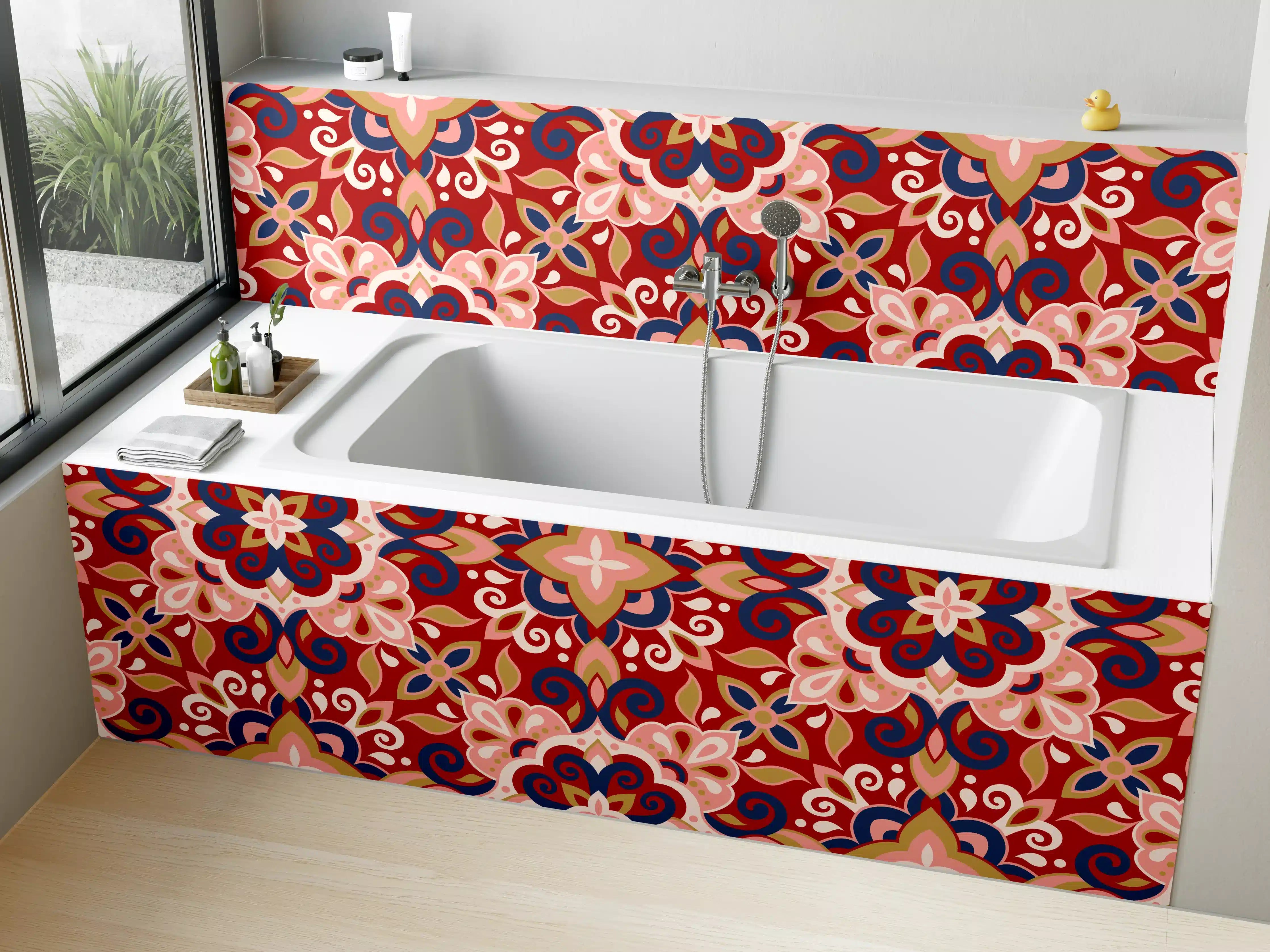 Badewannen-Rückwand - Buntes Muster Design Druck