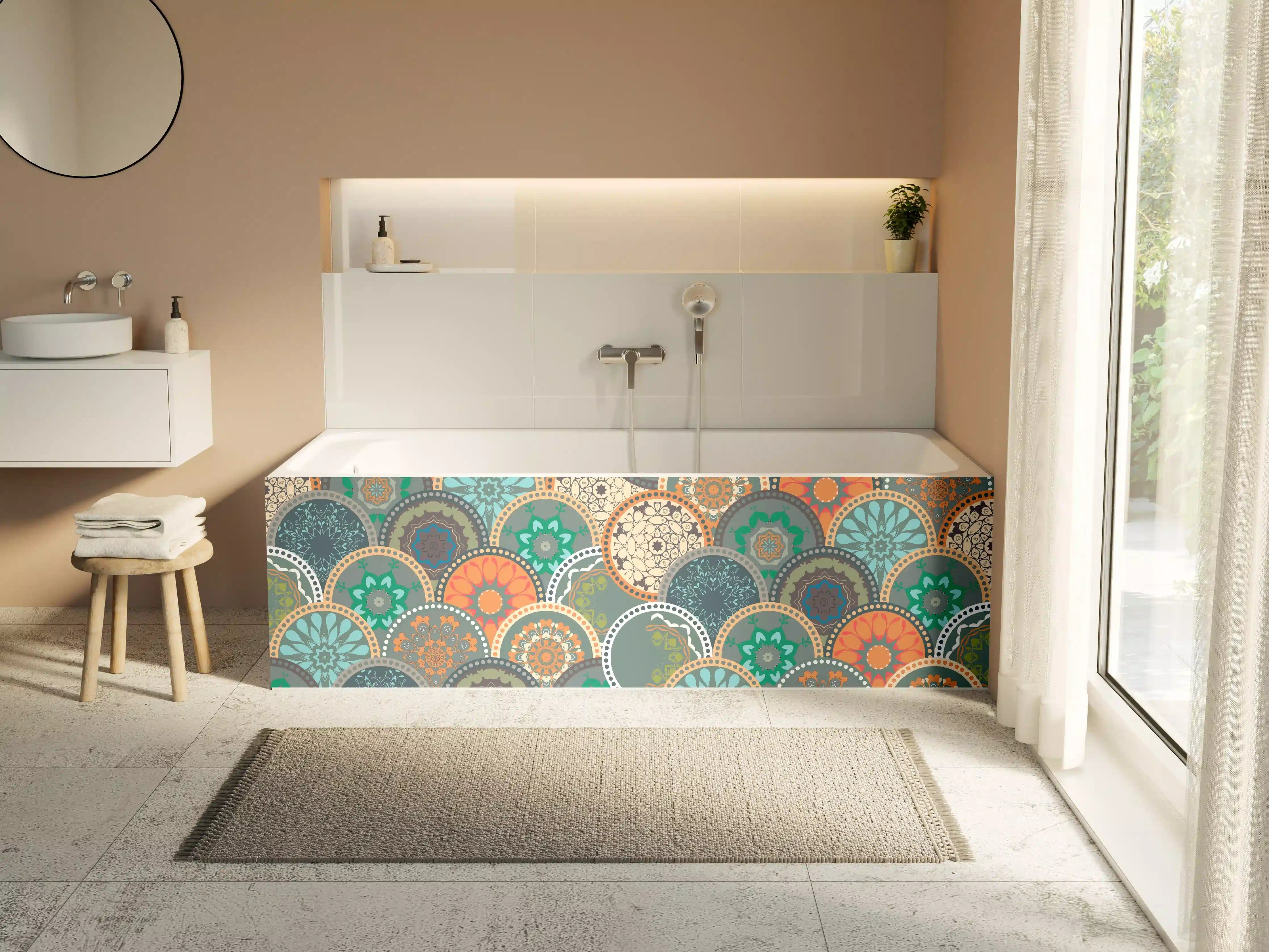 Badewannen-Rückwand - Buntes Muster Mandala Design