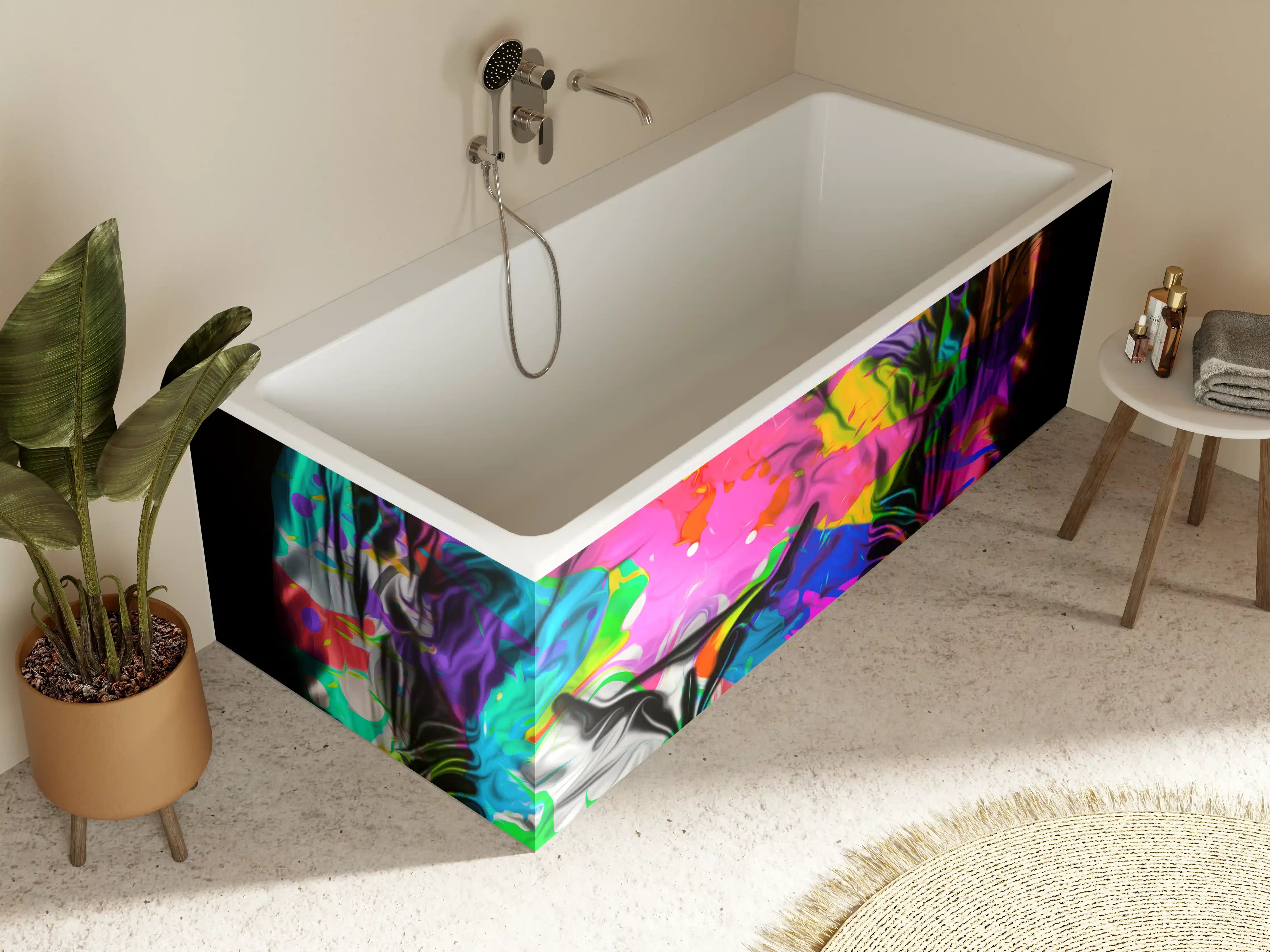 Badewannen-Rückwand - Buntes Tigerkopfdesign