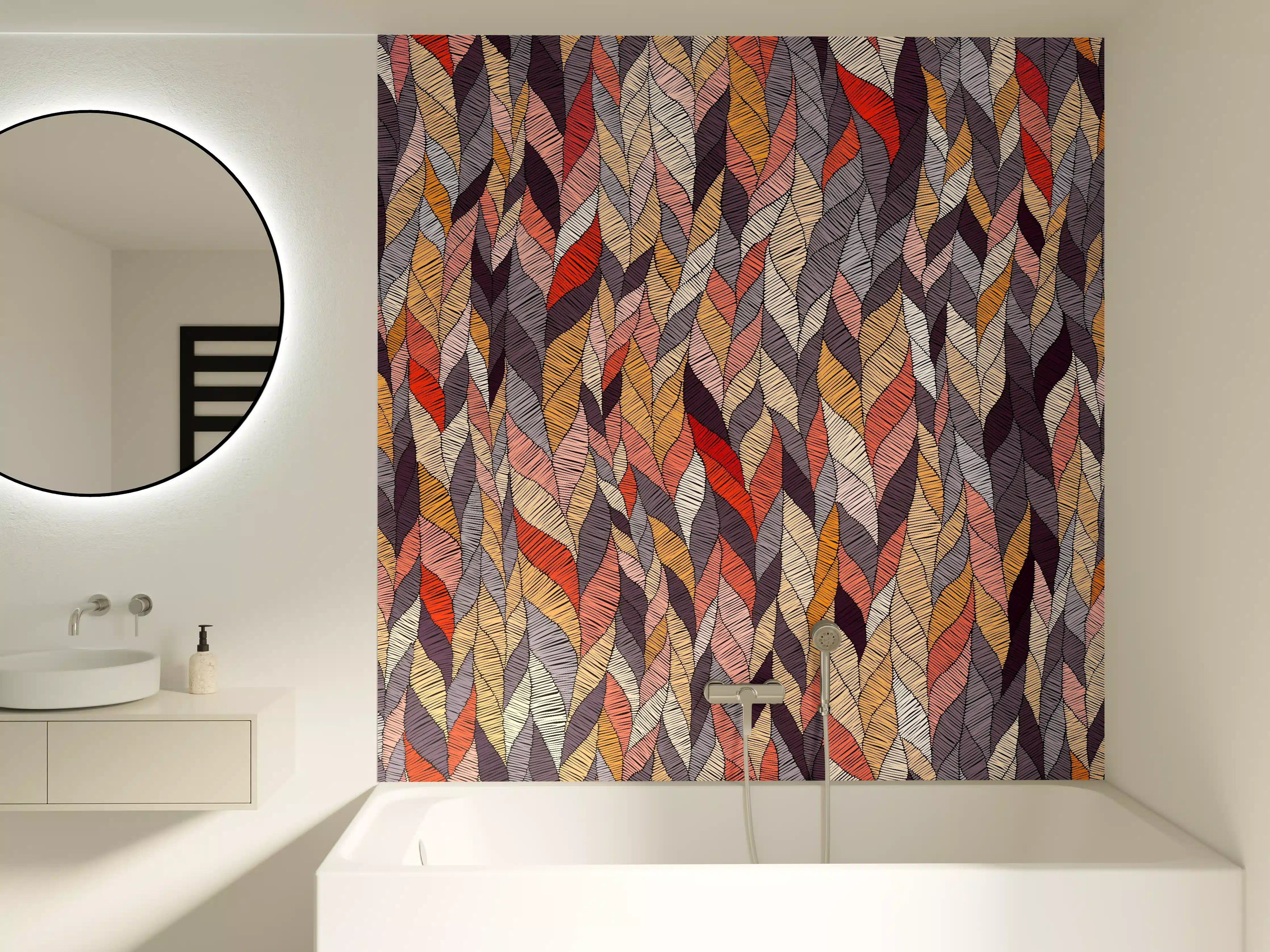 Badewannen-Rückwand - Buntes Wellenmuster Textildesign