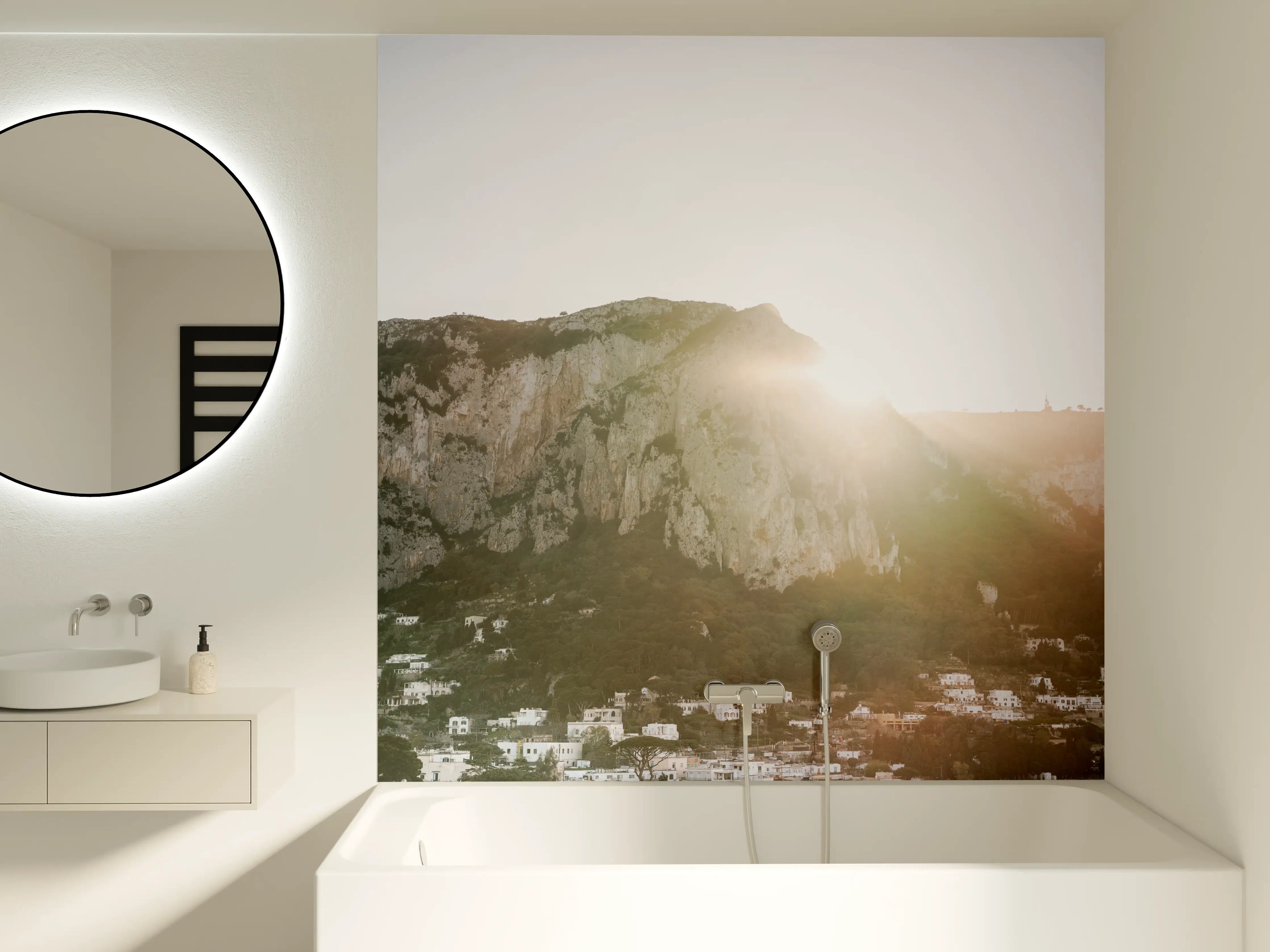 Badewannen-Rückwand - Capri Morgendämmerung Weiß