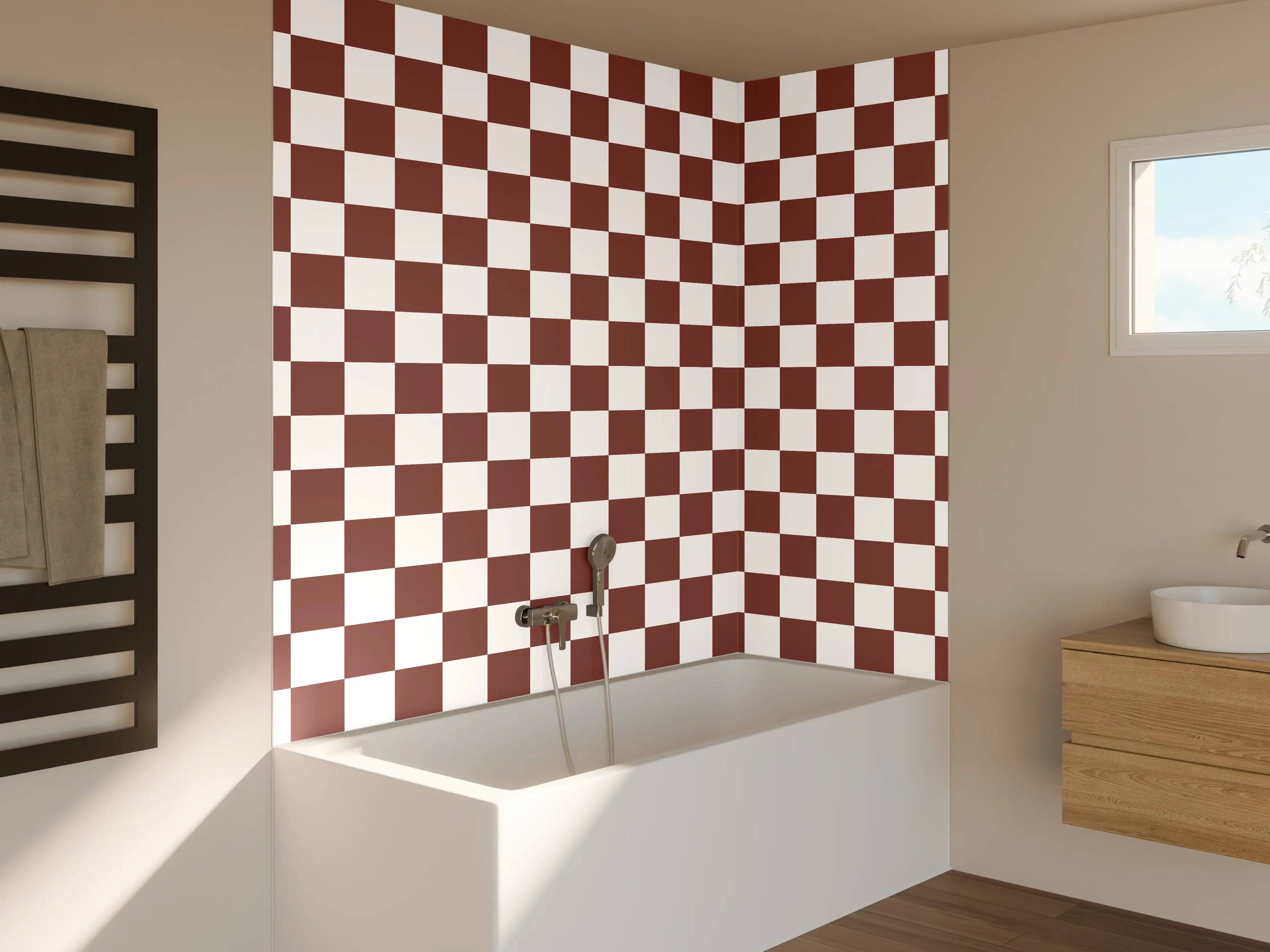 Badewannen-Rückwand - Checkered Brown Pattern