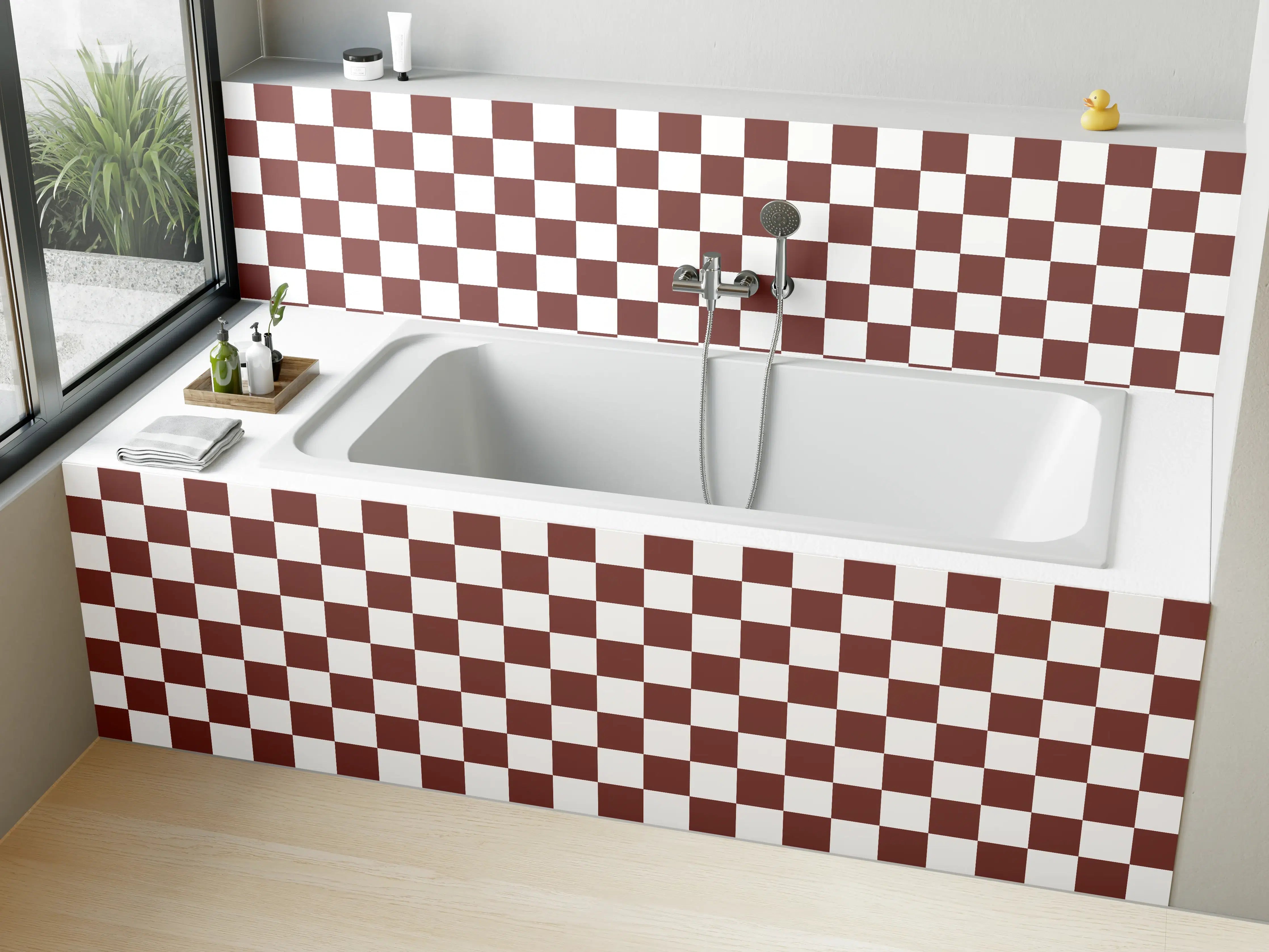 Badewannen-Rückwand - Checkered Brown Pattern