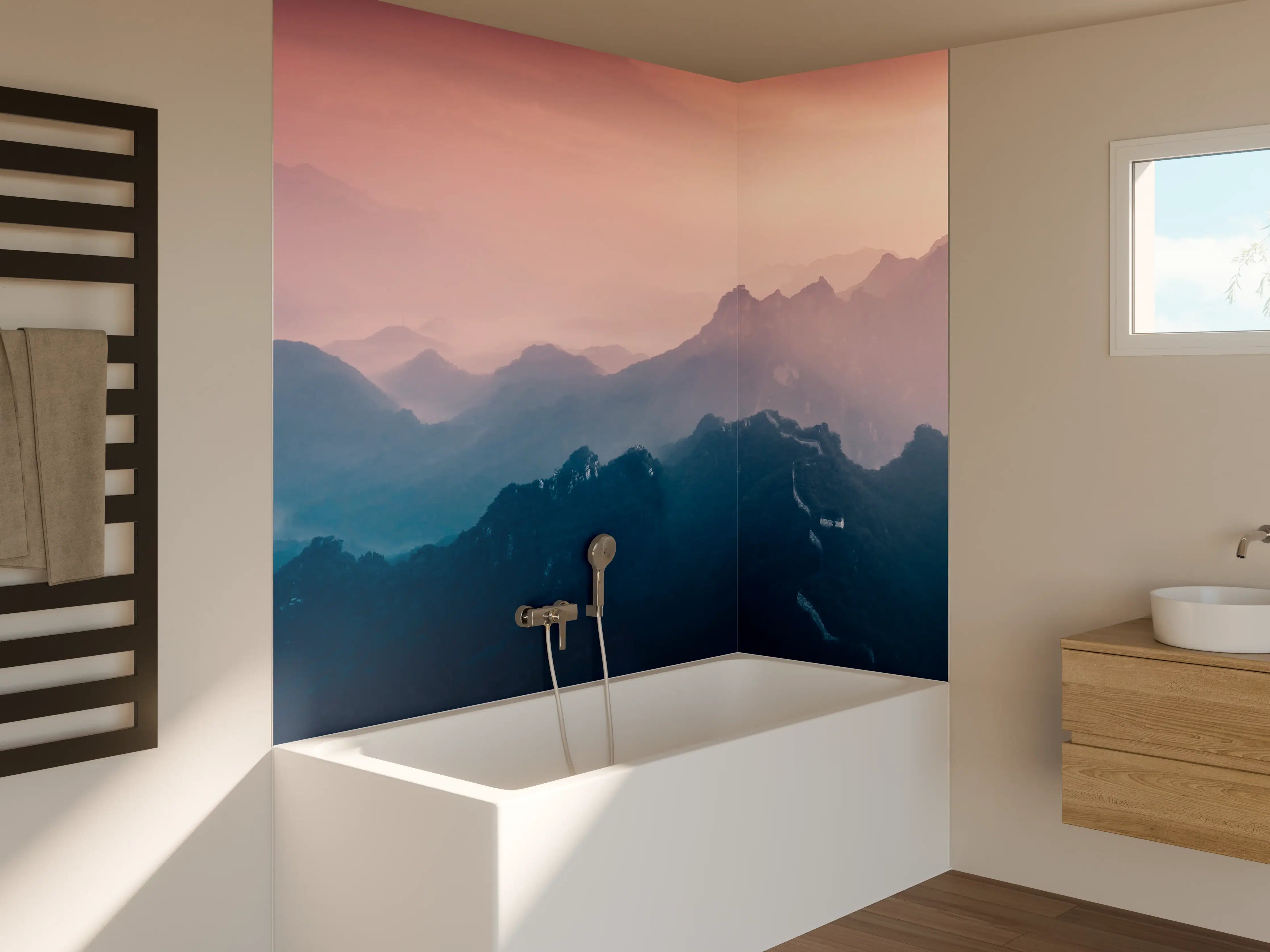 Badewannen-Rückwand - Chinesiche Mauer bei Sonnenuntergang