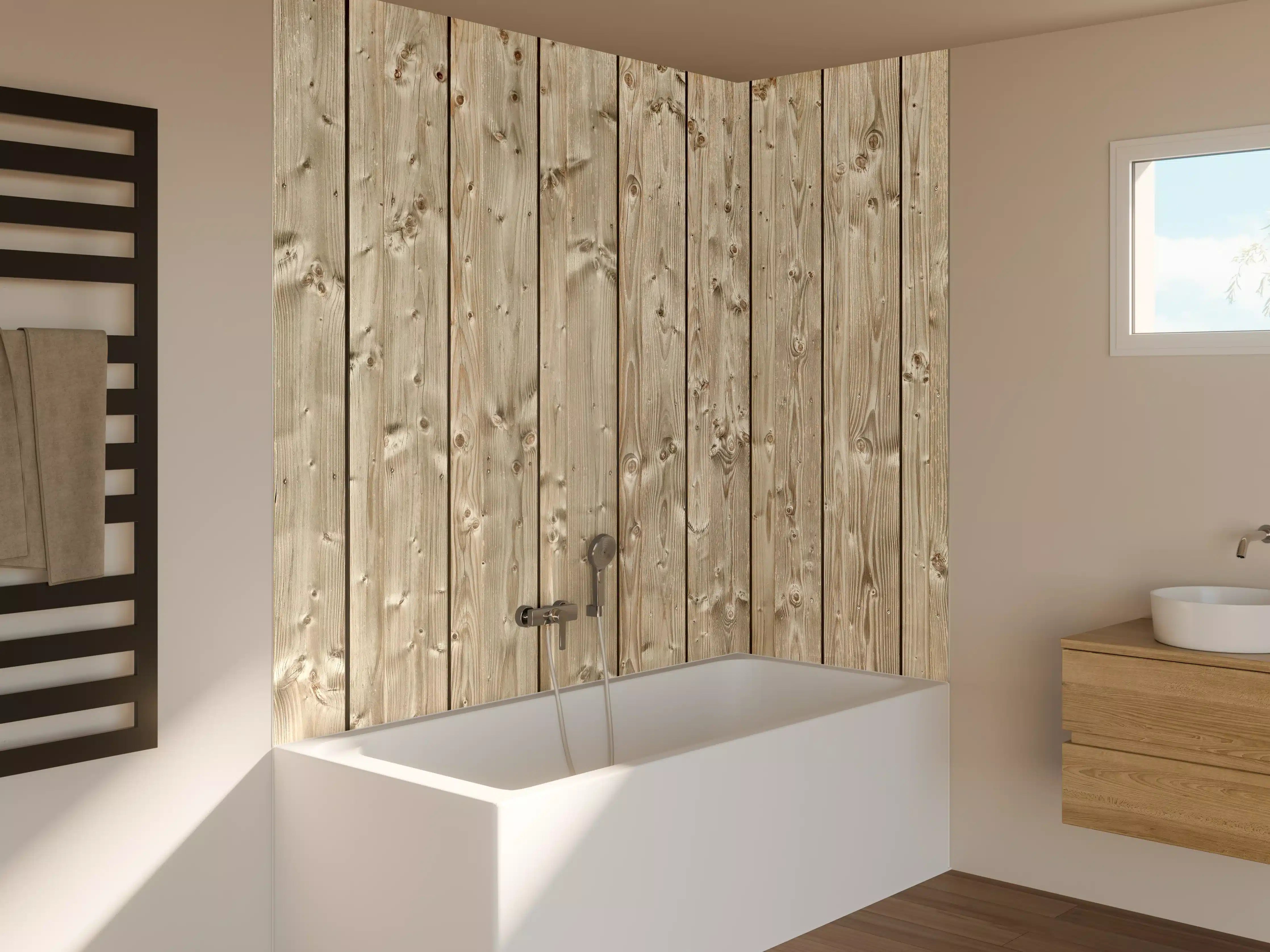 Badewannen-Rückwand - Dekorative Holztextur