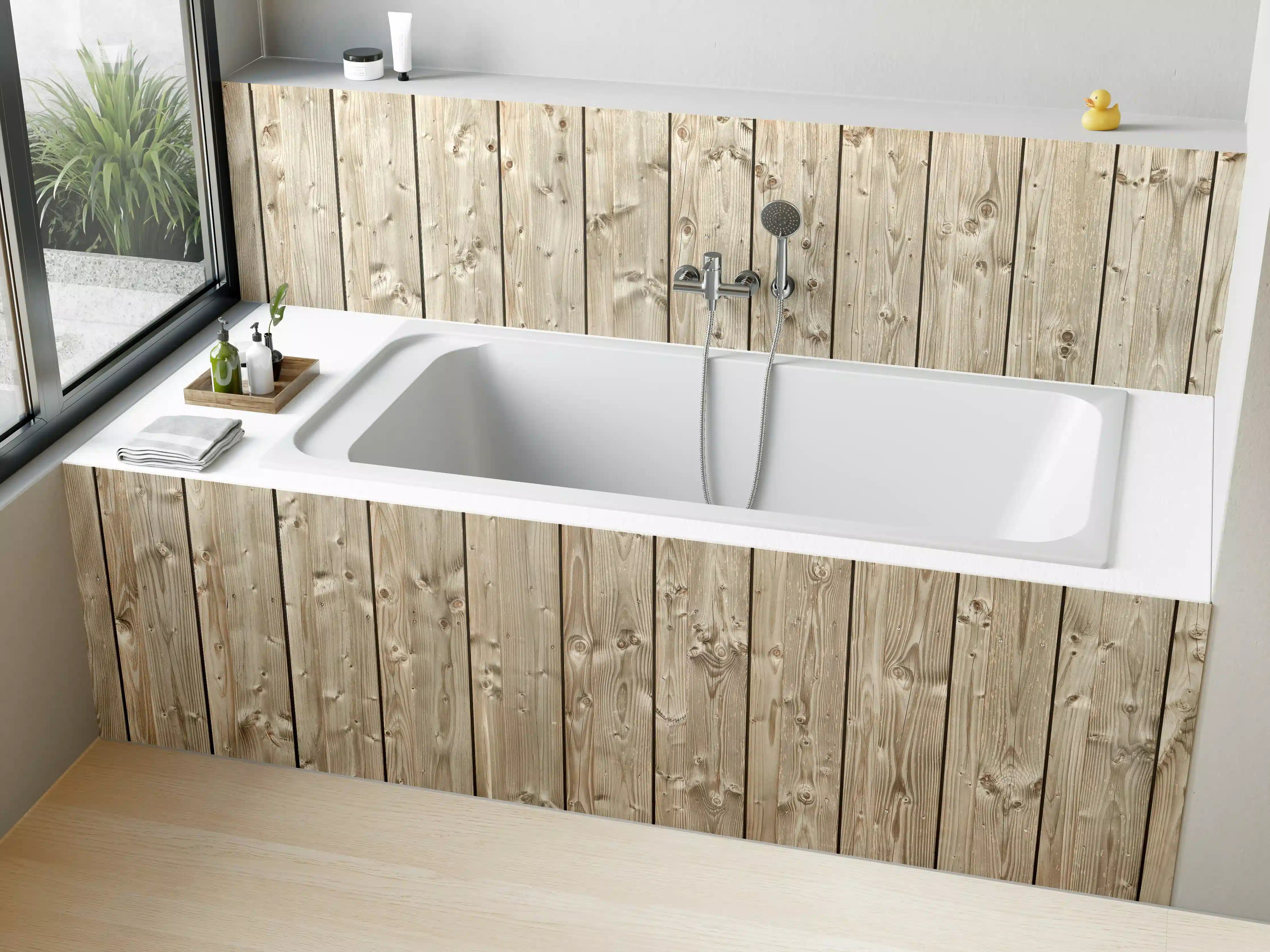 Badewannen-Rückwand - Dekorative Holztextur