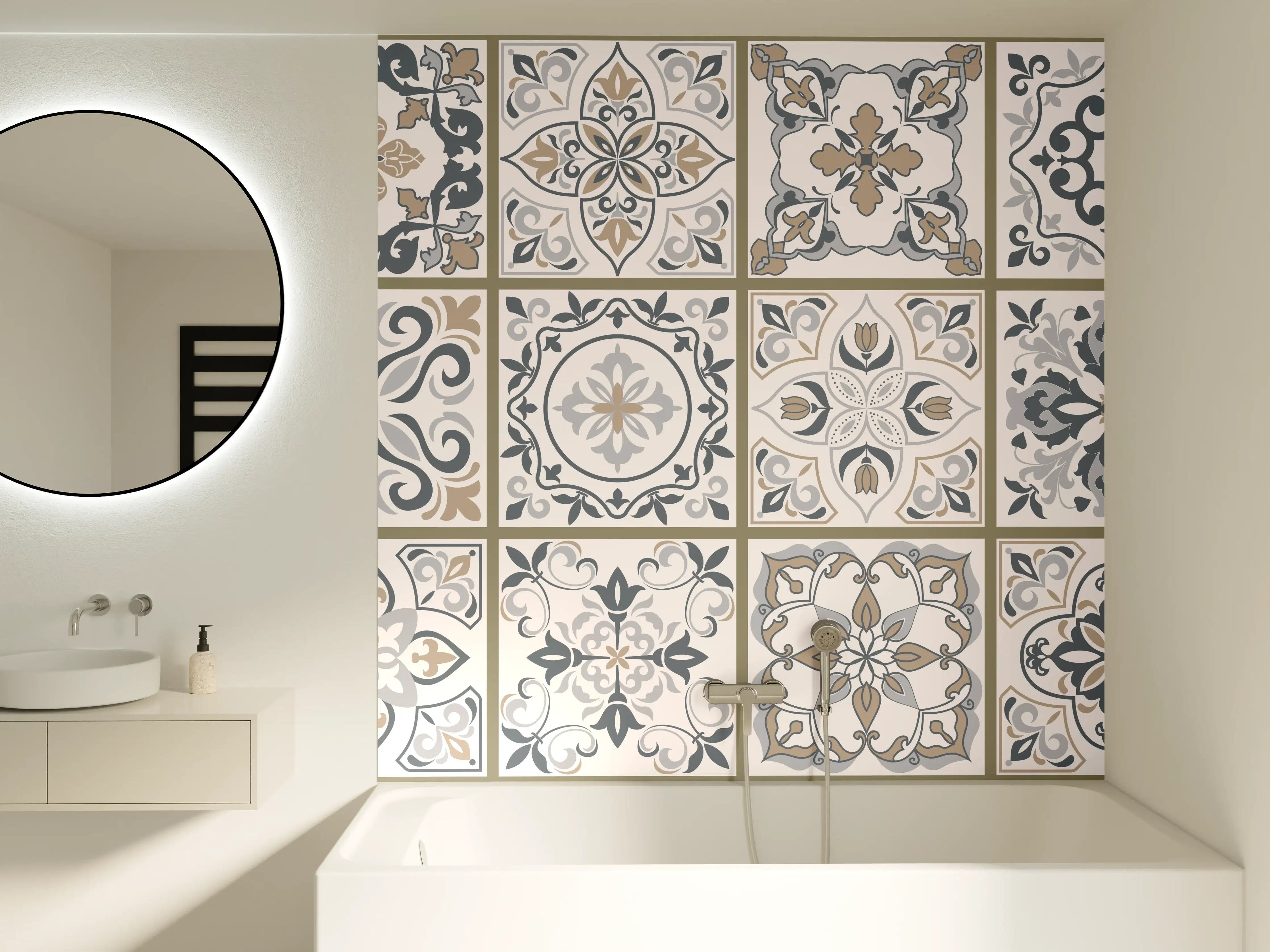 Badewannen-Rückwand - Dekorative Musterfliesen