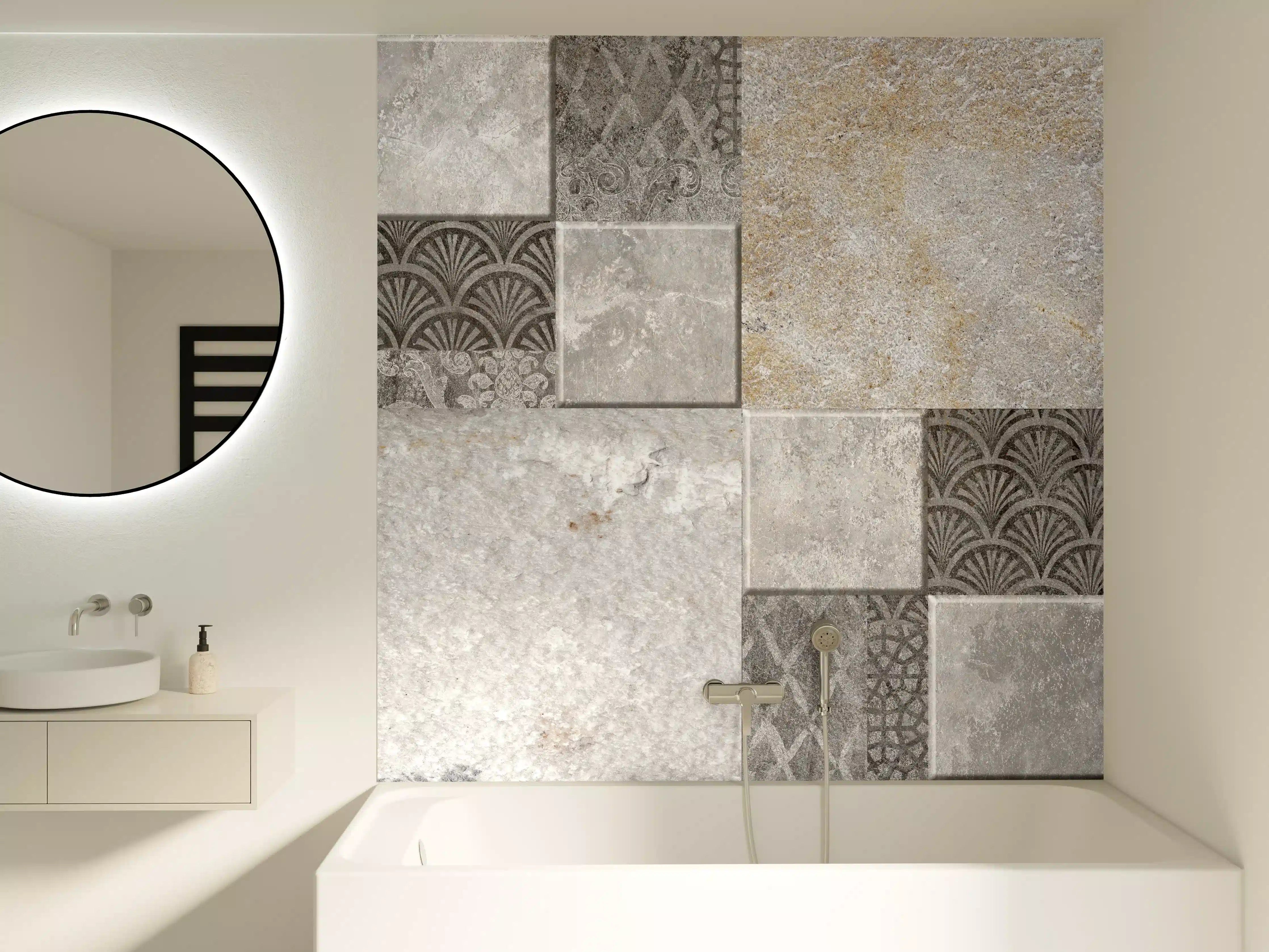 Badewannen-Rückwand - Dekorativer Steinmosaik