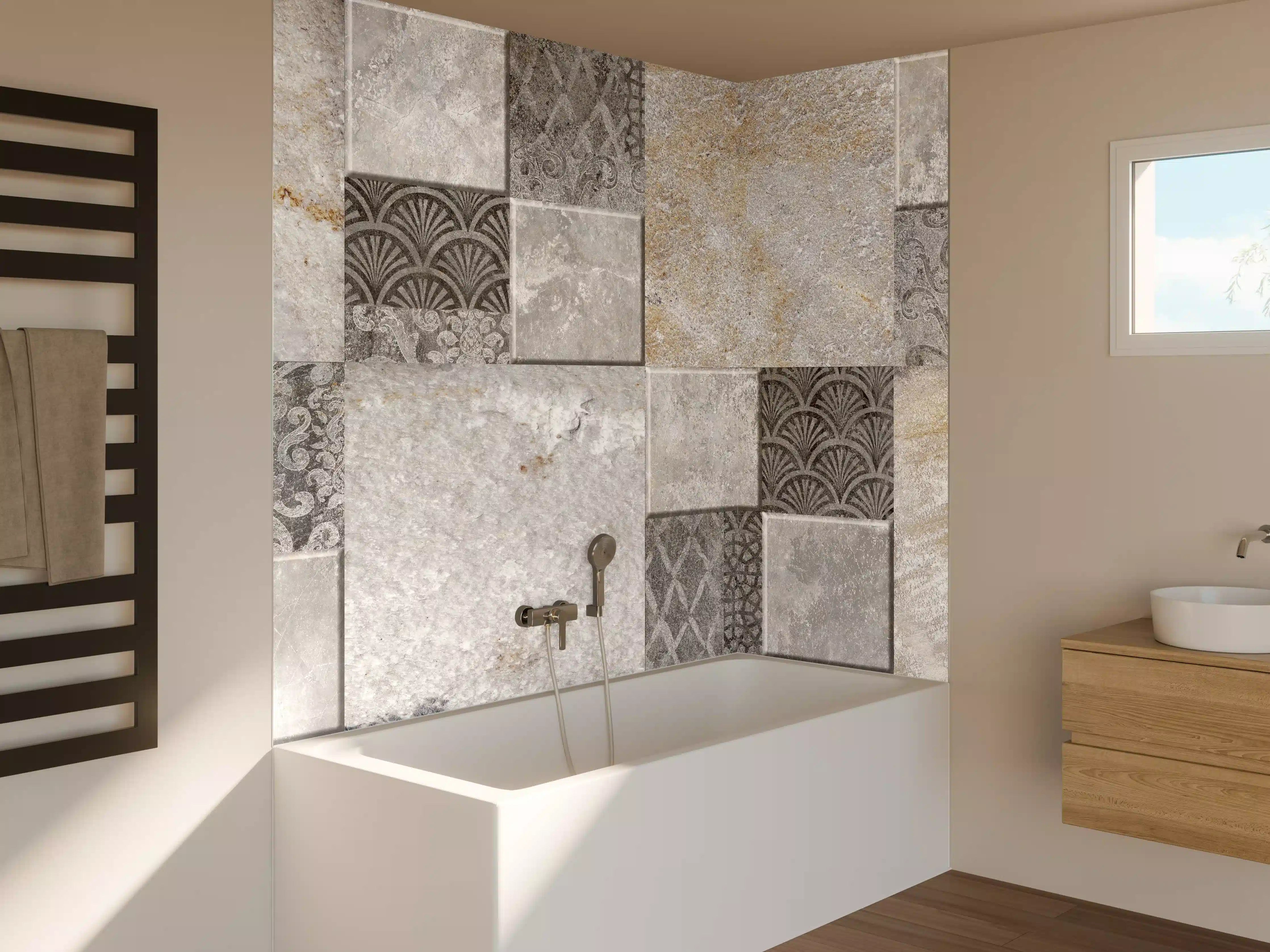 Badewannen-Rückwand - Dekorativer Steinmosaik