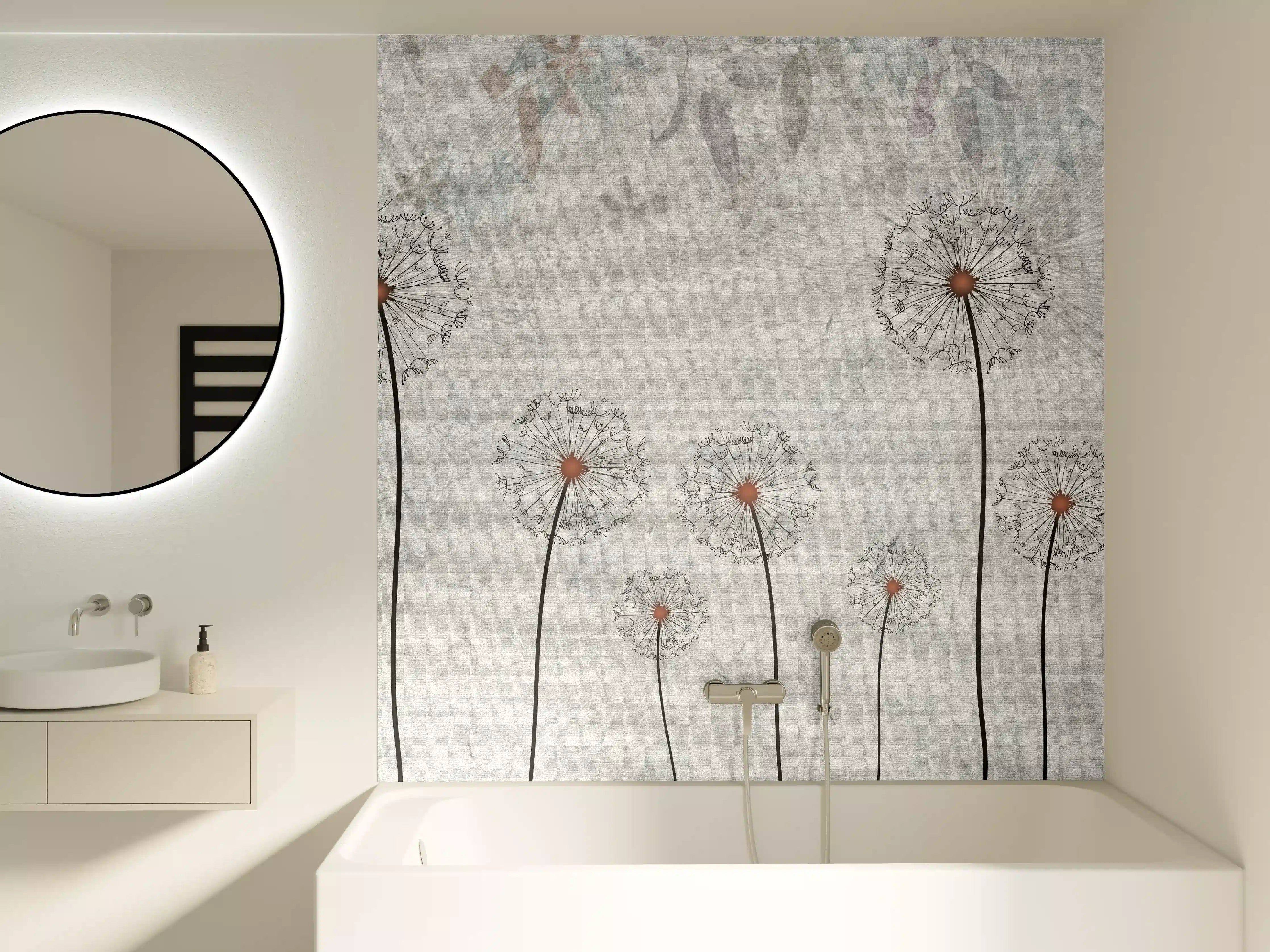 Badewannen-Rückwand - Dekoratives Löwenzahn Gemälde