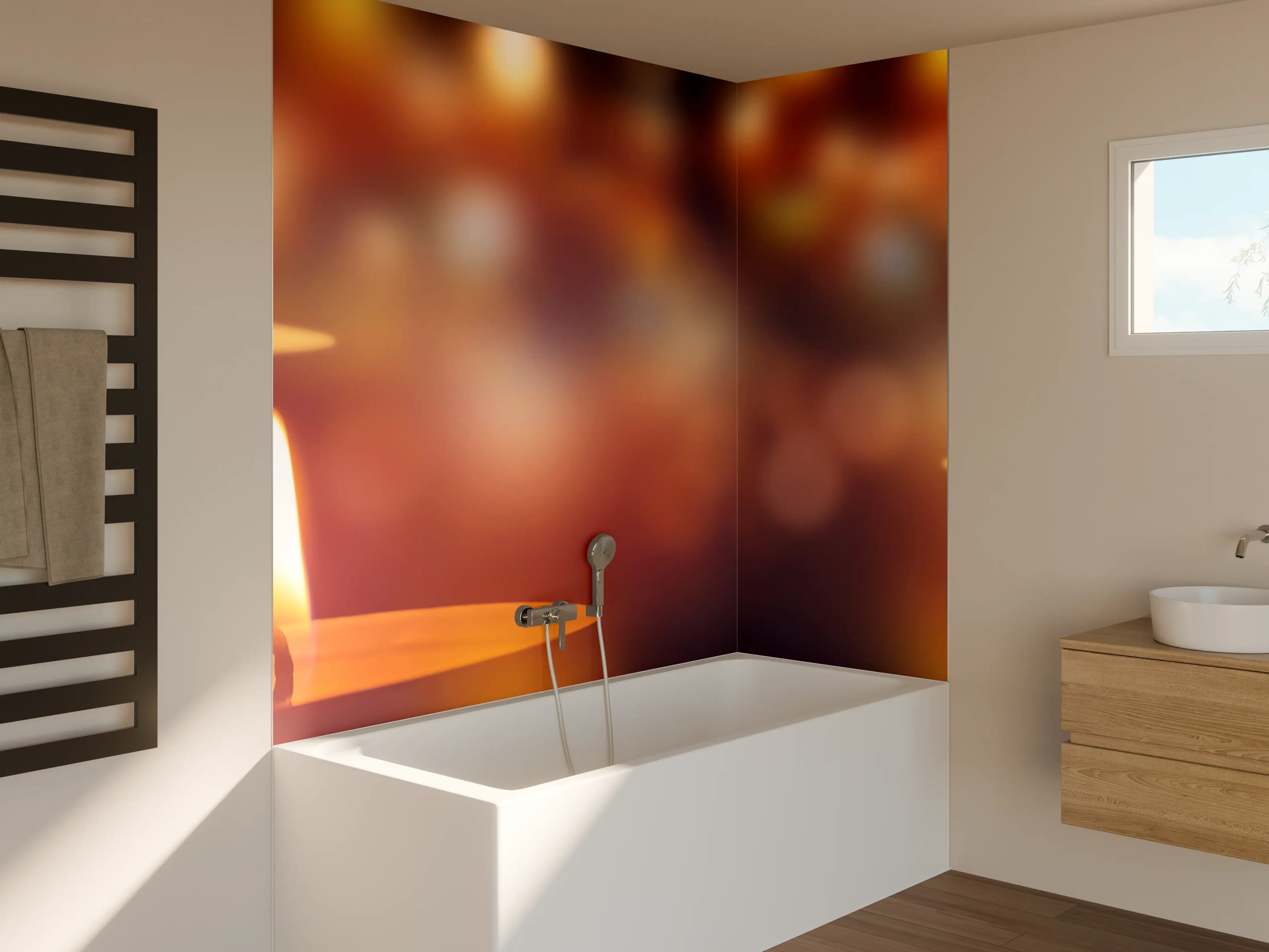 Badewannen-Rückwand - Den Teelichter bringen