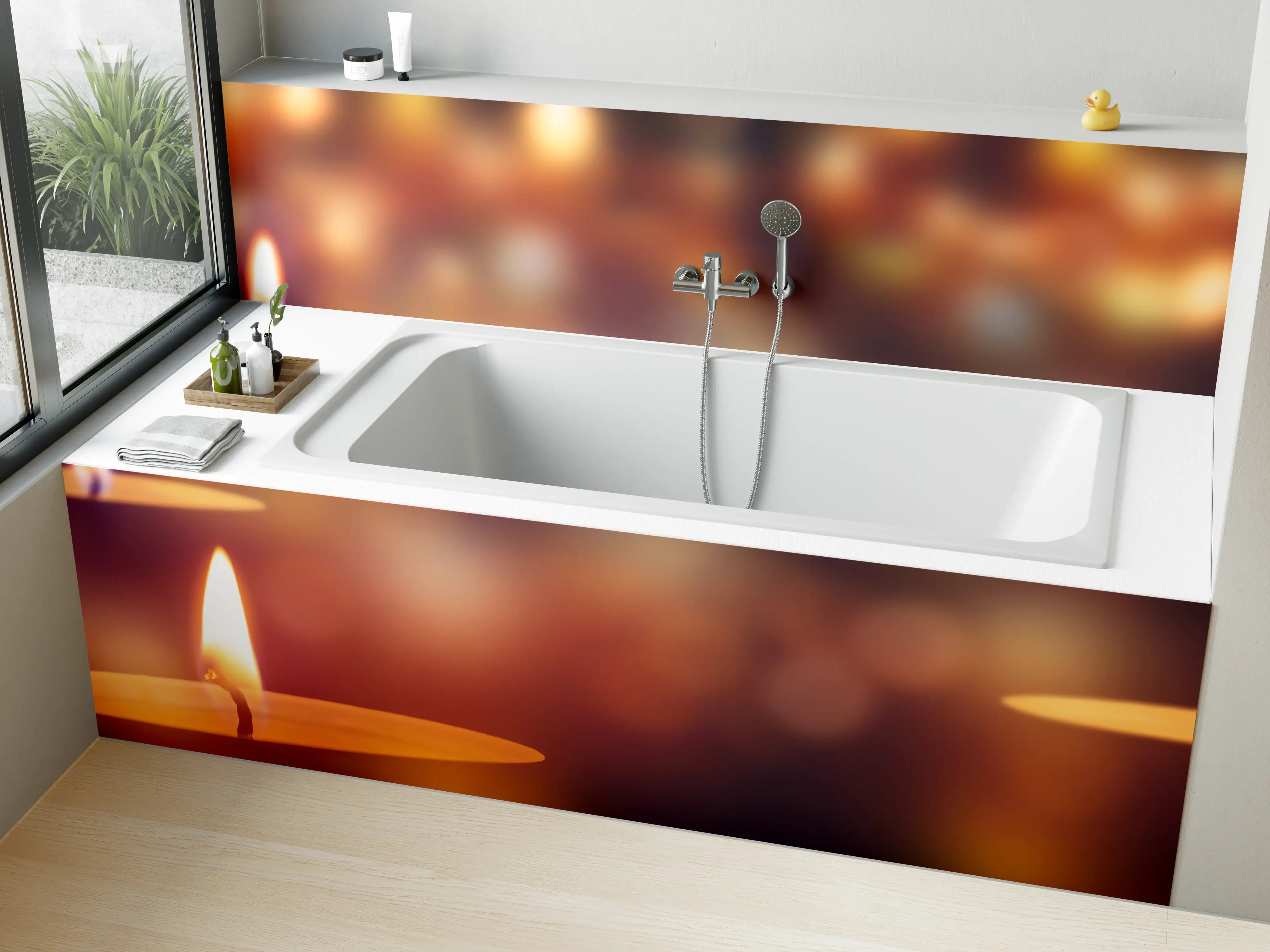 Badewannen-Rückwand - Den Teelichter bringen